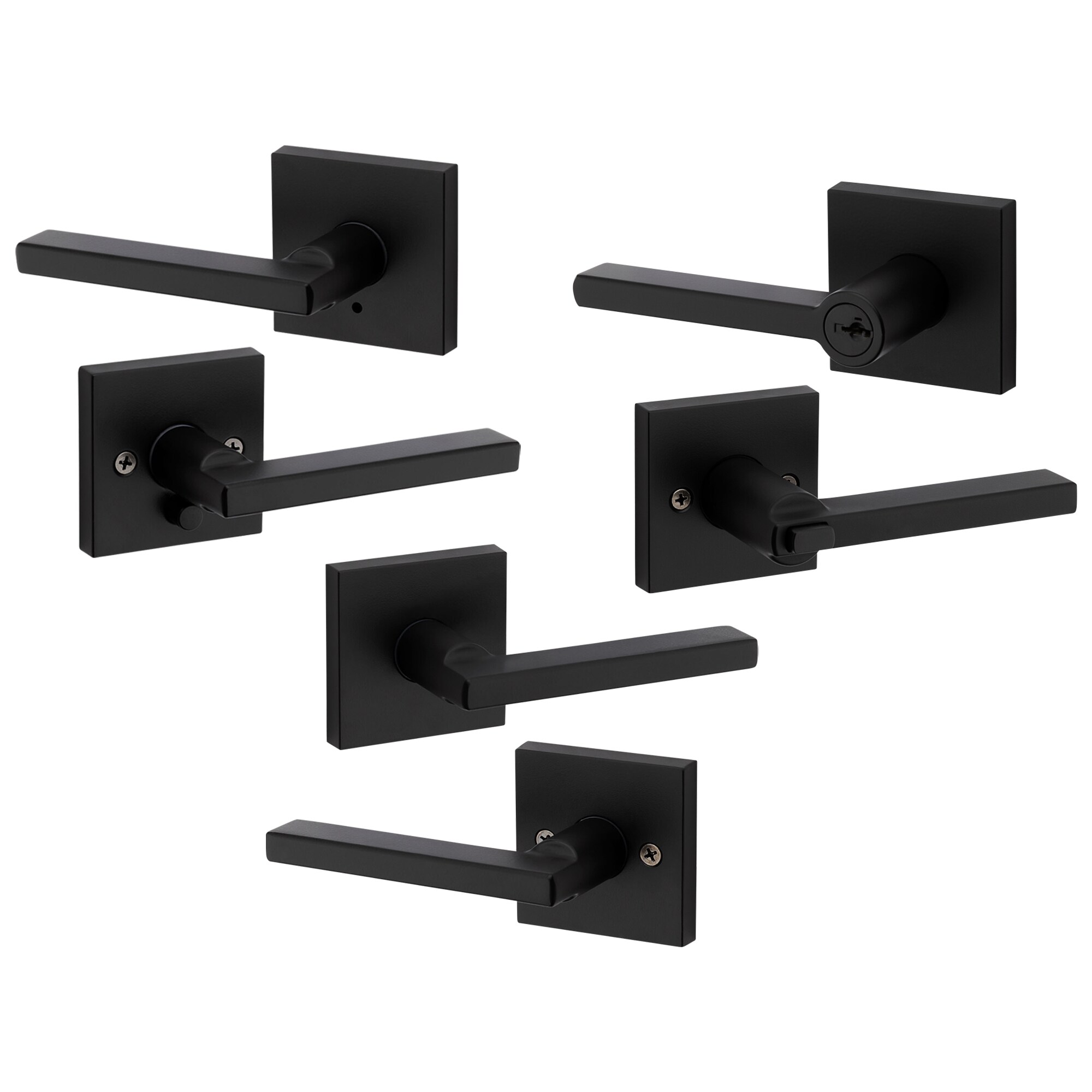 Kwikset Signature Series Halifax Matte Black Interior Hall/Closet Passage Door Handle