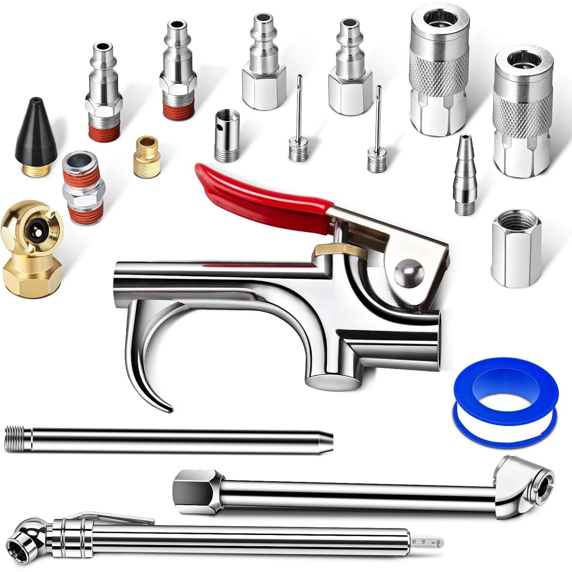 OGETFUUR 20-Piece 1/4in NPT Quick Connect Fittings Chrome-Plated Multi-Color Air Tool Kit #L5MJA513ACF10