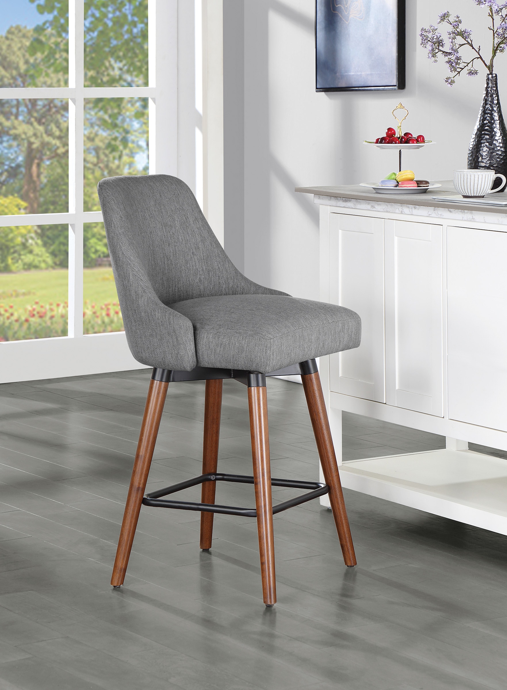 Office Star Products BGD26-C78 Charcoal / Med Esp 27.25-in H Counter height (24-in to 27-in) Square Seat Upholstered Wood Back Bar Stool Back