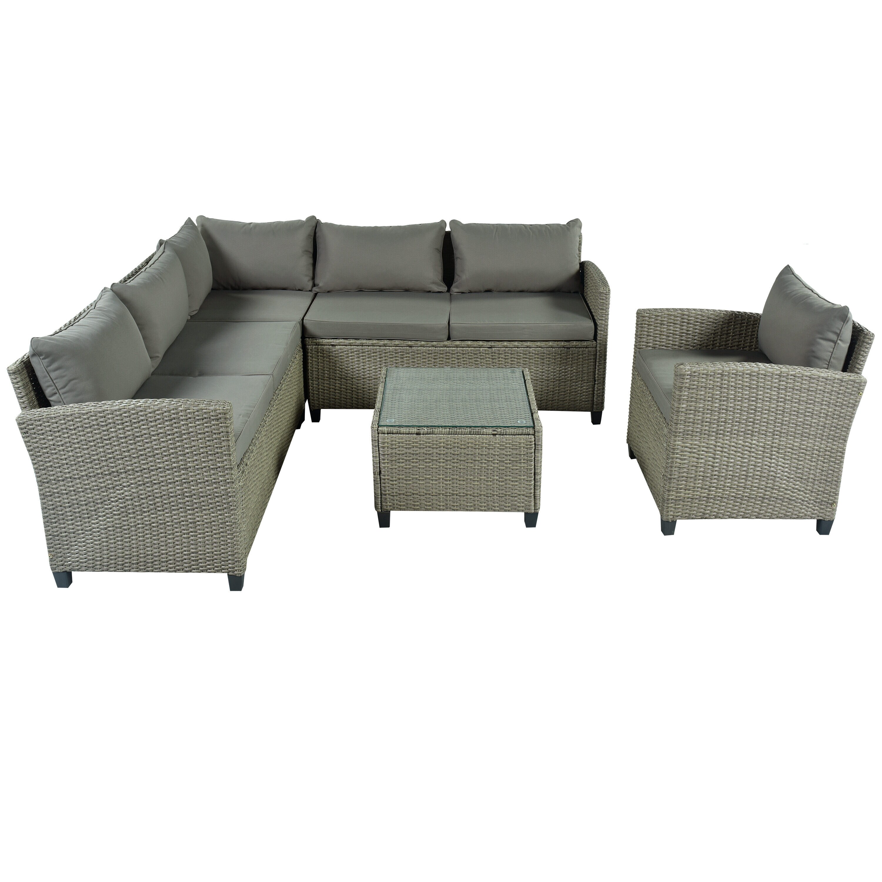 5-Pieces Outdoor Wicker Rattan Sofa Patio Furniture At Lowes.com