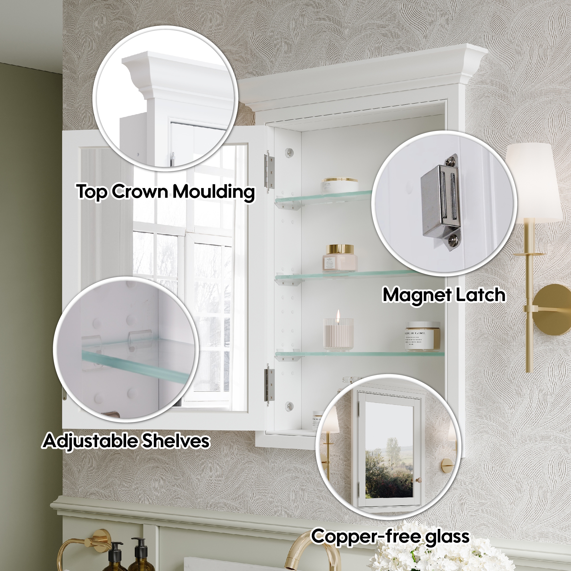 WELLFOR EXMC2030RD Bathroom-Medicine-Cabinets - View #5