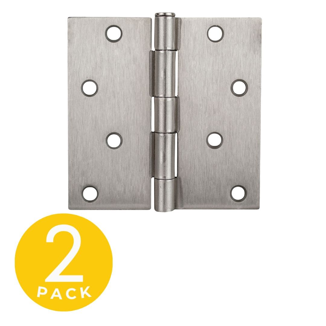 Global Door Controls CP4040-US15-M Residential Hinge 4-in H Square Satin Nickel Mortise Interior/Exterior Door Hinge 2 -Pack