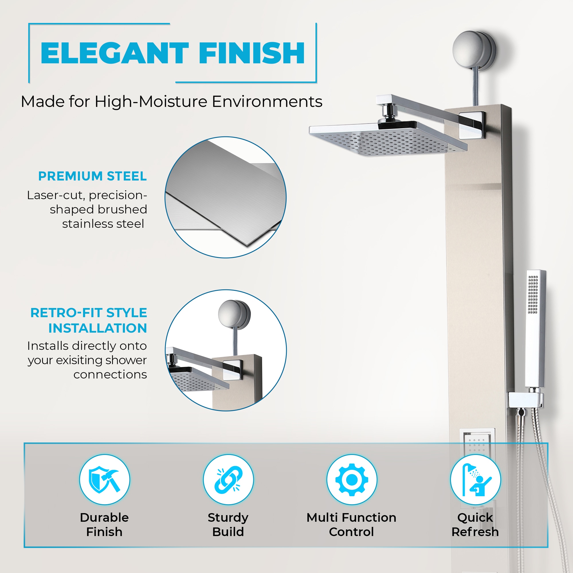 ANZZI SP-AZ082BN Showerhead-Bar-Panels - View #6