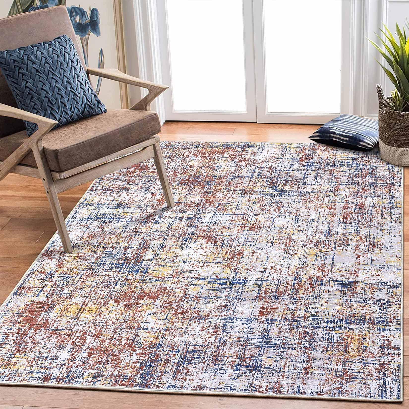 Garvee YXY-LO-PHO-139UMNI7 8 x 10 (ft) Loomed Polyester Red Rectangular Indoor Abstract Mid-Century Modern Machine washable Area rug