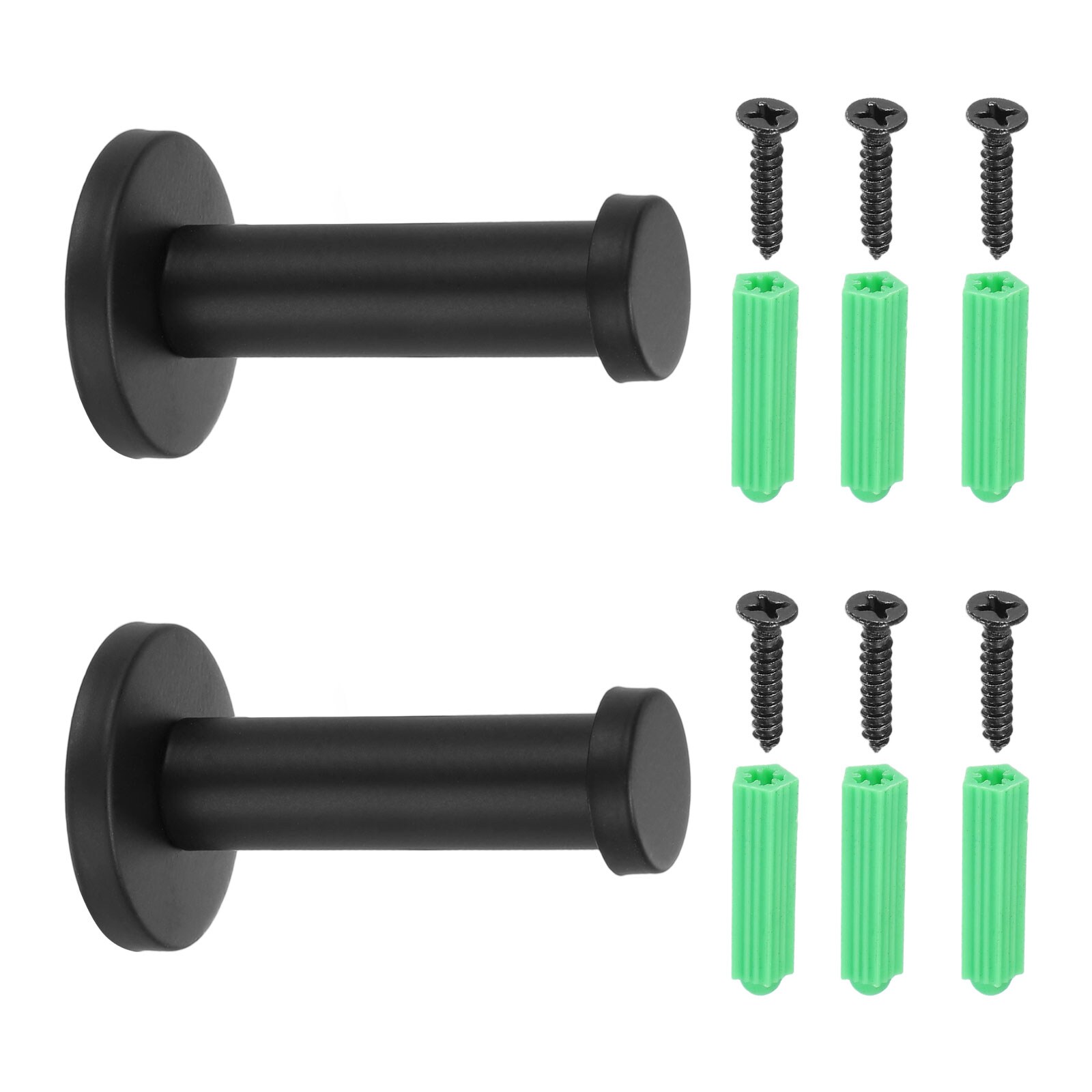 Unique Bargains 2pcs Stainless Steel Bathroom Towel Hooks 2.9x0.7 Inch Heavy Duty Robe Coat Hooks Round Wall Mounted Hook with Screws for Bedroom Kitchen Closet Cabinet Black
