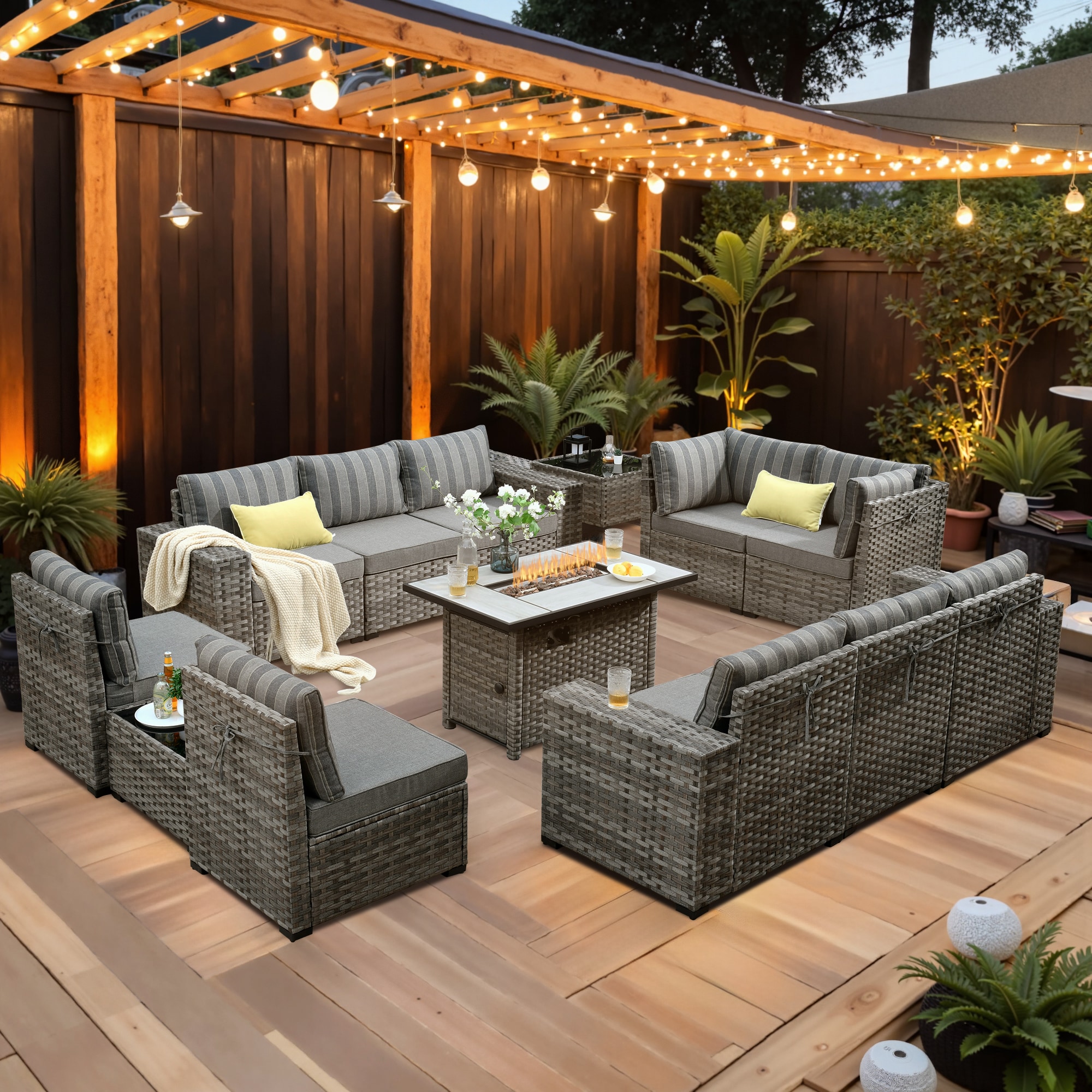 Ovios RFPKFS2T2 13 -Piece Wicker 2 Patio Sofa Conversation Set with Multiple color/finishes Cushions