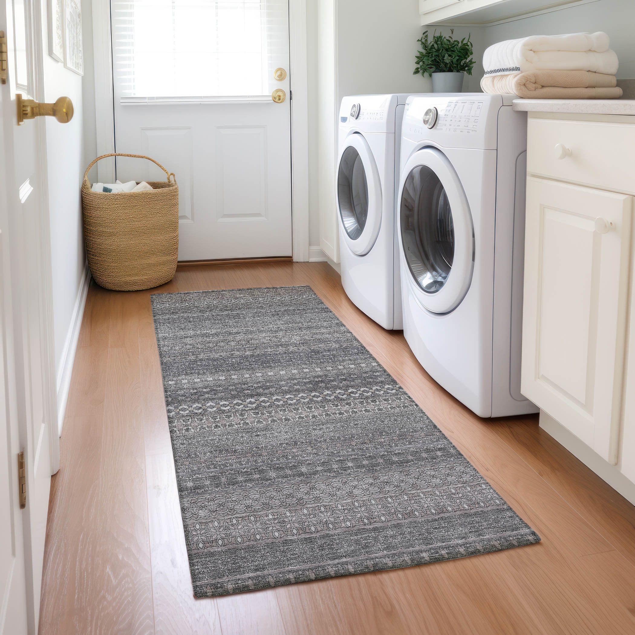 Addison Rugs ACN527GY2X8 Chantille ACN527GY 2 x 7 (ft) Polyester Gray Rectangular Indoor/Outdoor Abstract Machine washable Area rug