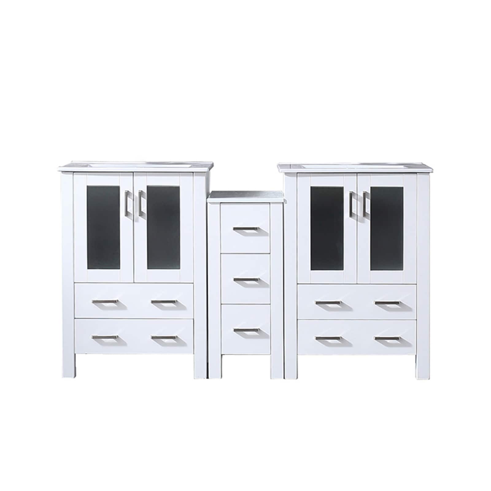 Lexora LVV60D24A600 Volez 60-in White Double Sink Bathroom Vanity with White Ceramic Top