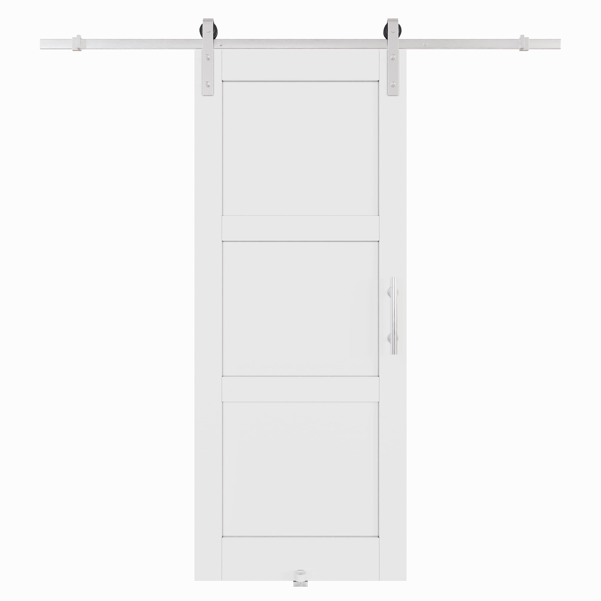 JUJUBON IN-BDN3-32 32-in x 80-in White Square MDF Solid core Single Barn Door (Hardware Included)