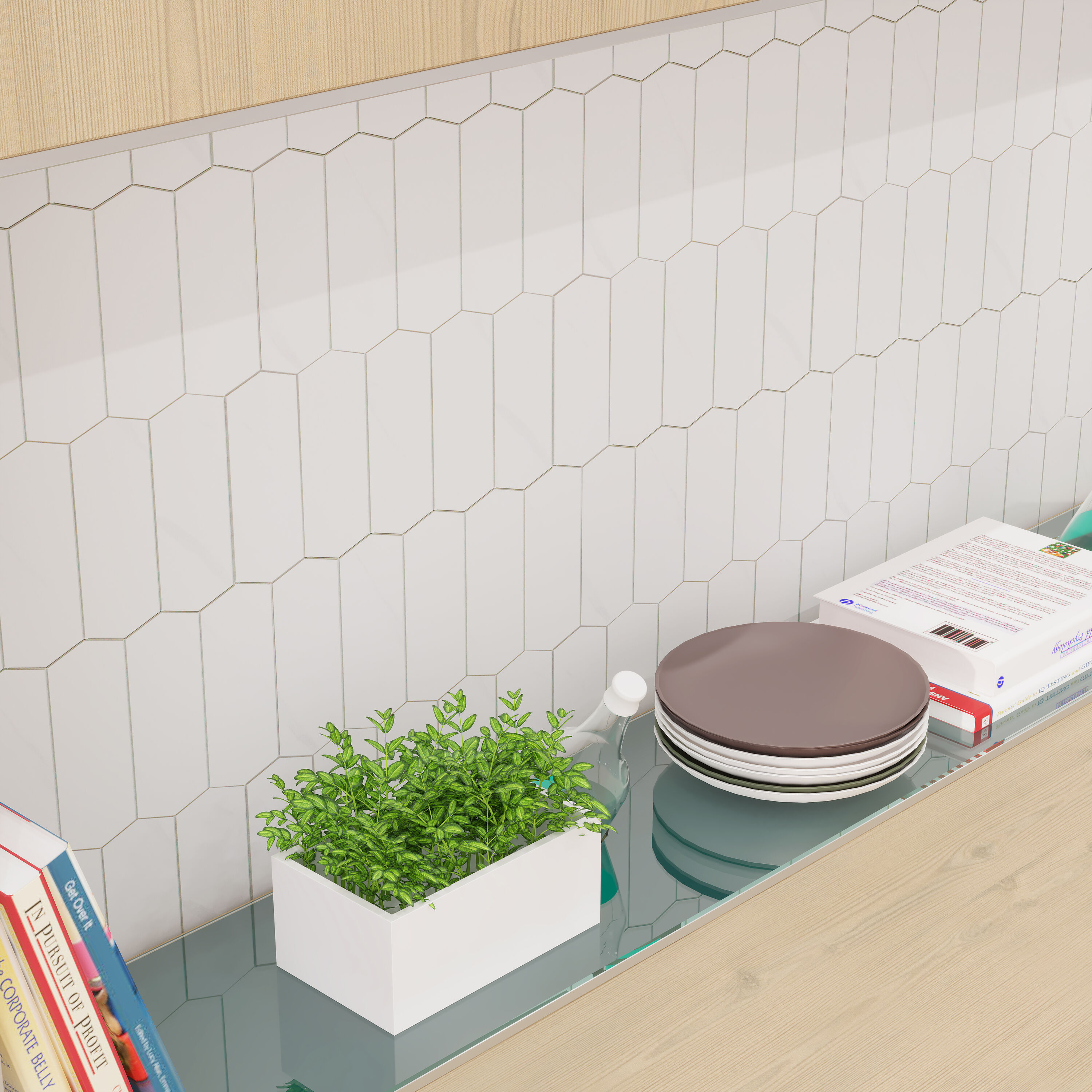 Calacatta White Stone Composite Peel and Stick Backsplash Tiles