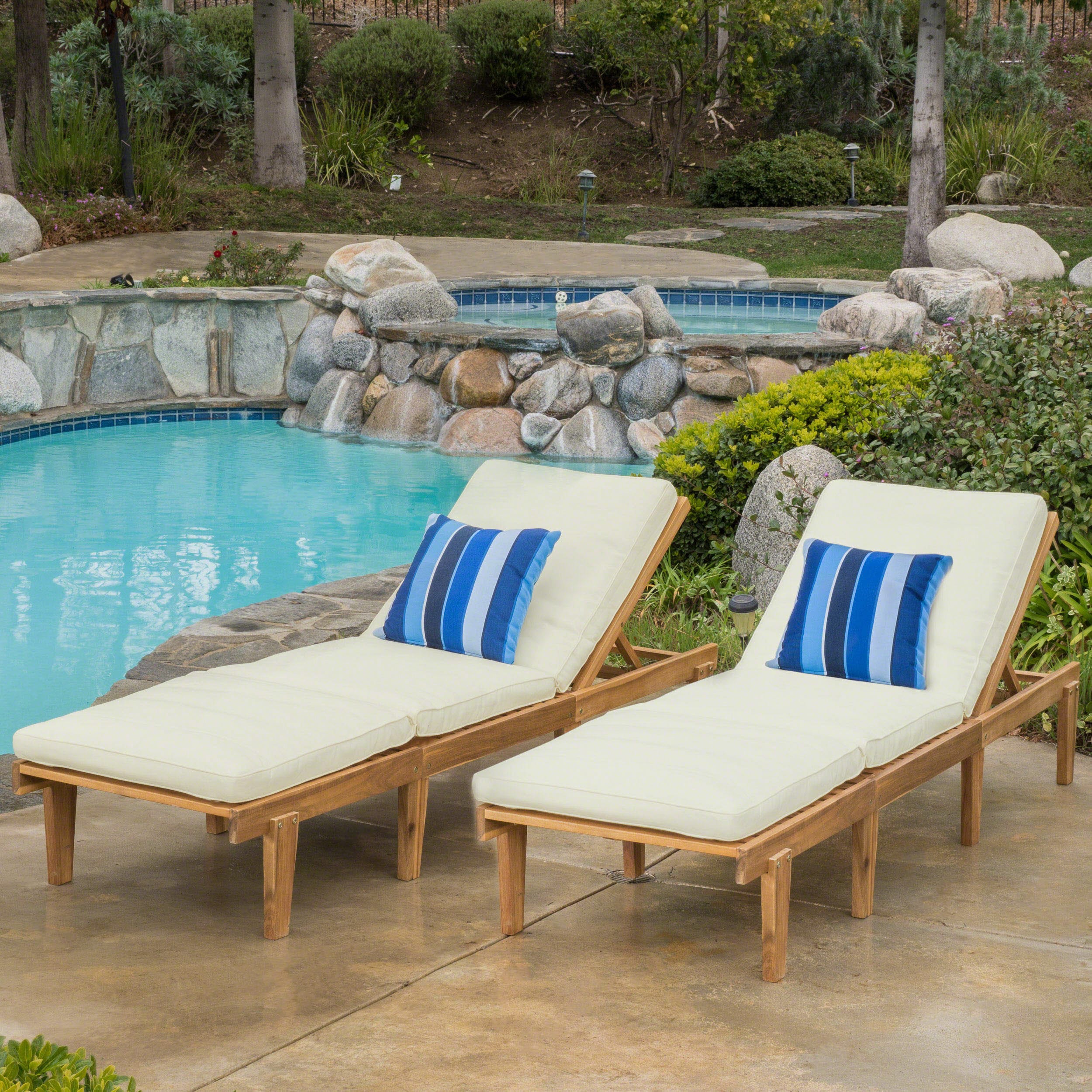 Christopher Knight Home - Ariana Wood Chaise Lounge with Cushion