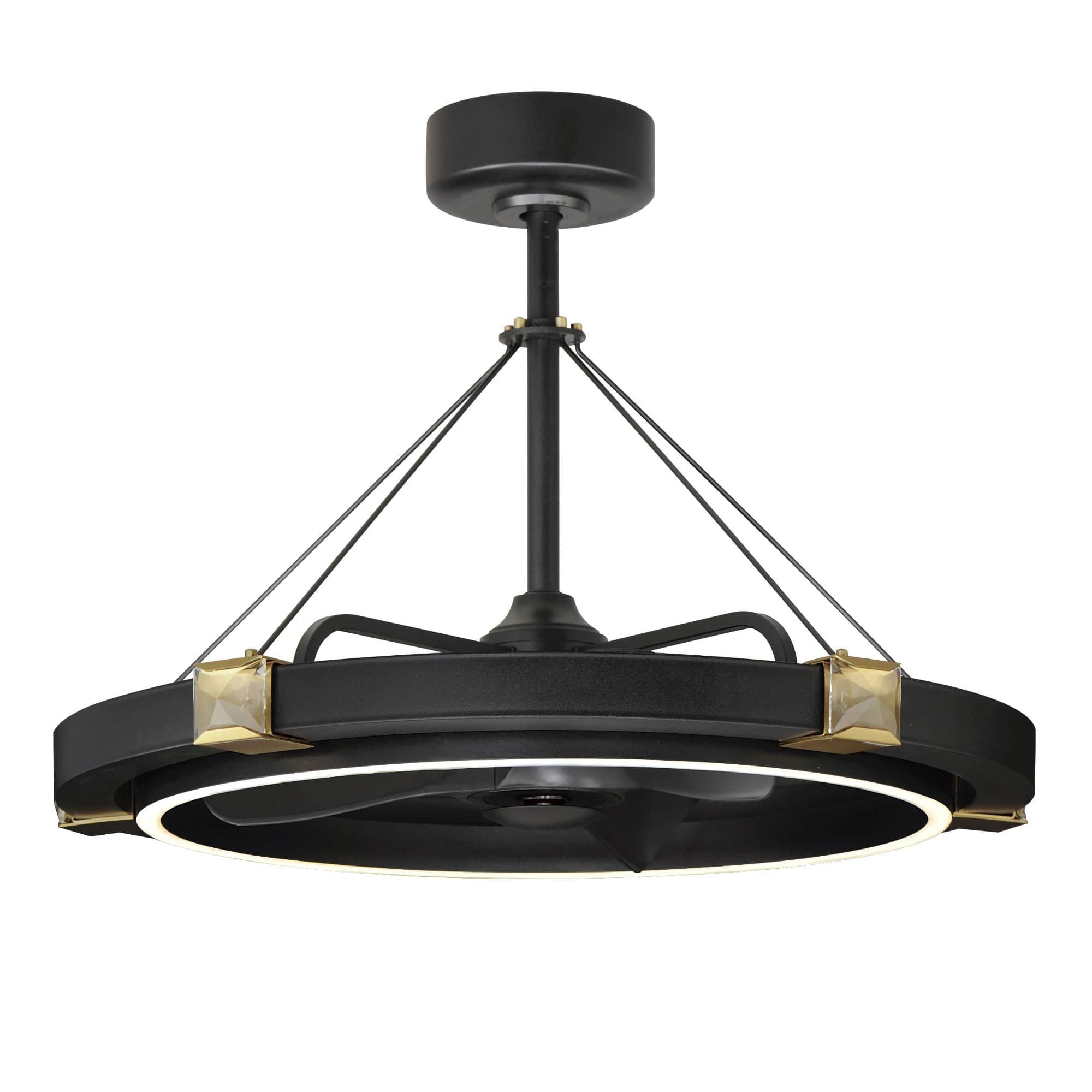 Maxim Lighting A-MX-61019BCBKGLD Jewel 1-Light Modern / Transitional Black/Gold Ceiling Fan