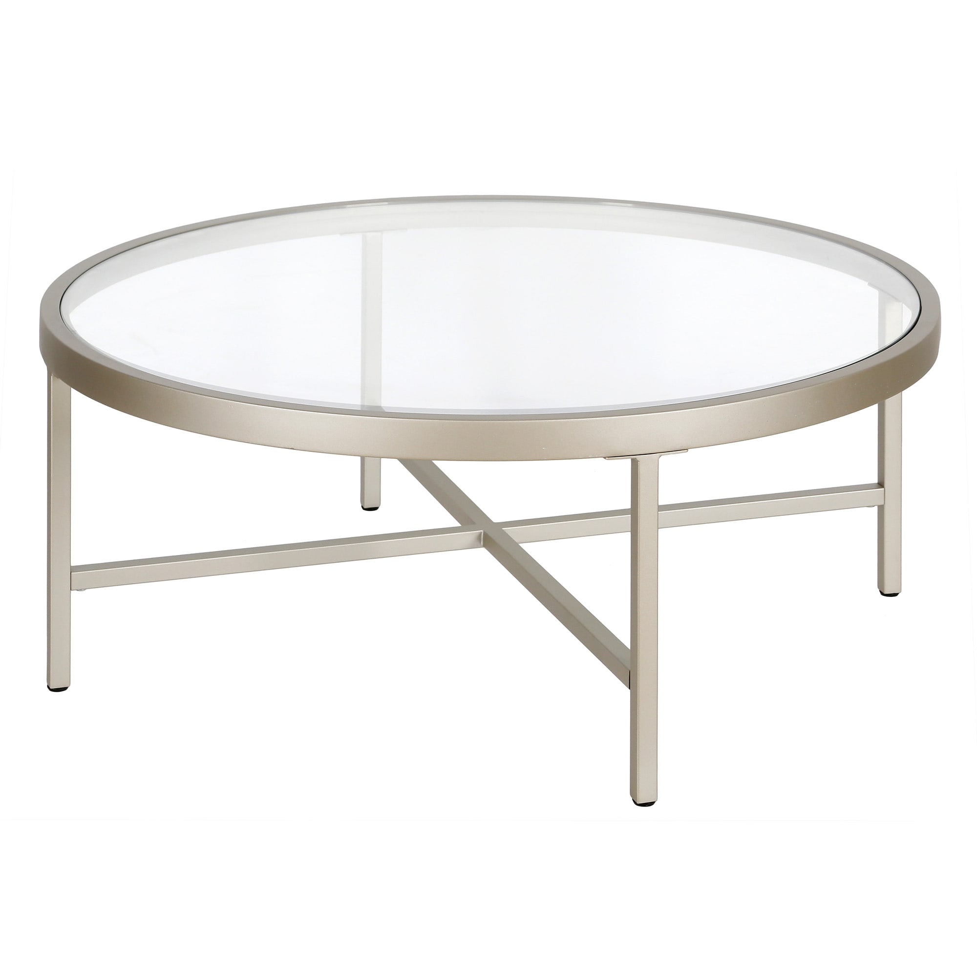 Hailey Home CT0517 Xivil Satin Nickel Glass Modern Coffee Table