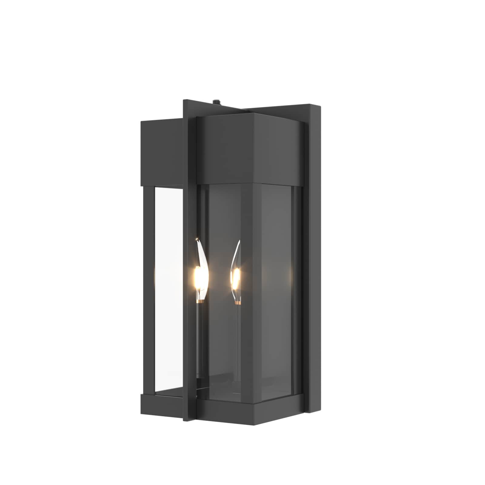 Maxax Montpelier 2 -Light 13.63-in H Matte Black Hardwired Dusk to Dawn Outdoor Wall Light