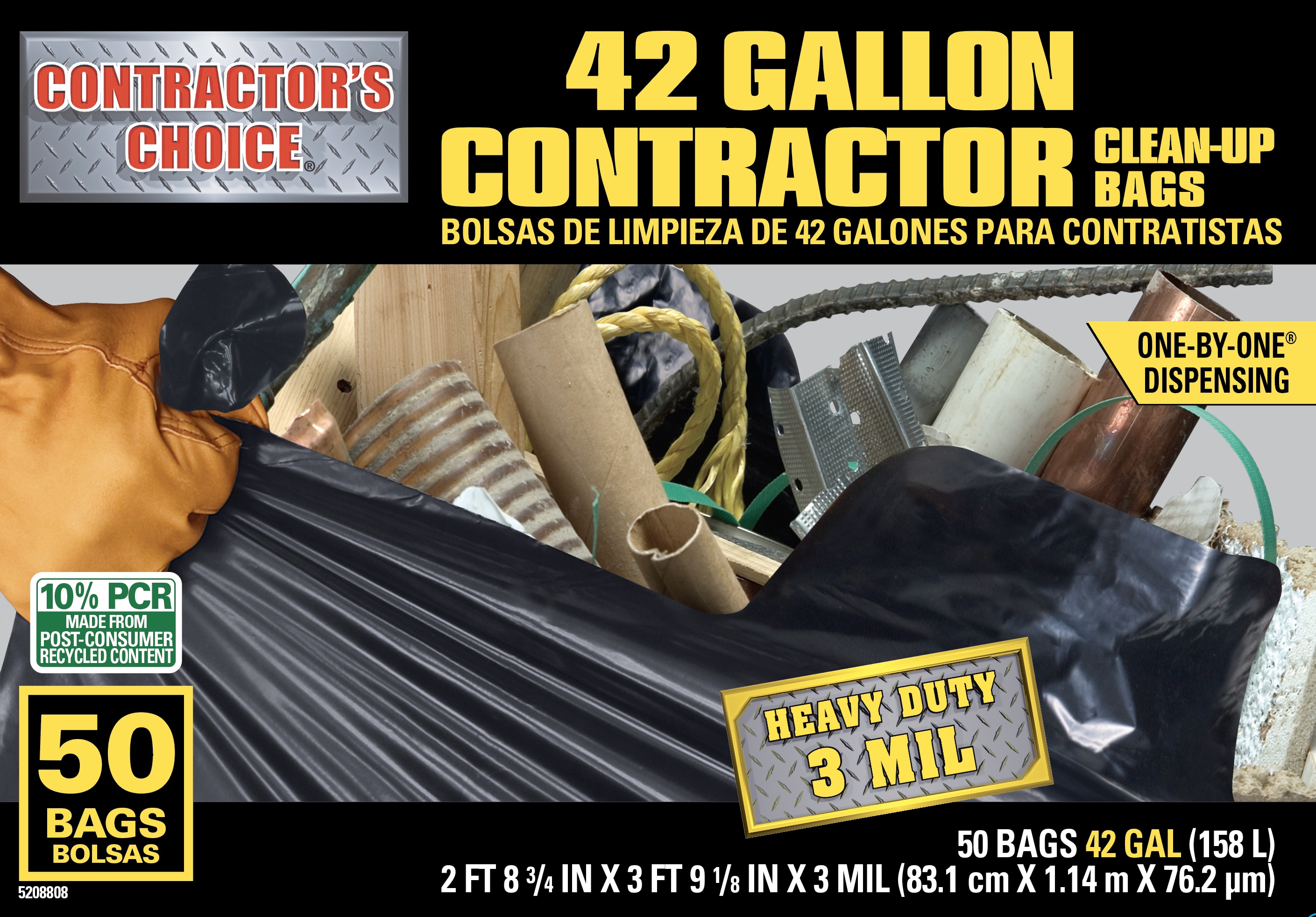 Contractor's Choice Contractor 39-Gallons Black Outdoor Plastic  Construction Flap Tie Trash Bag (50-Count) in the Trash Bags department at