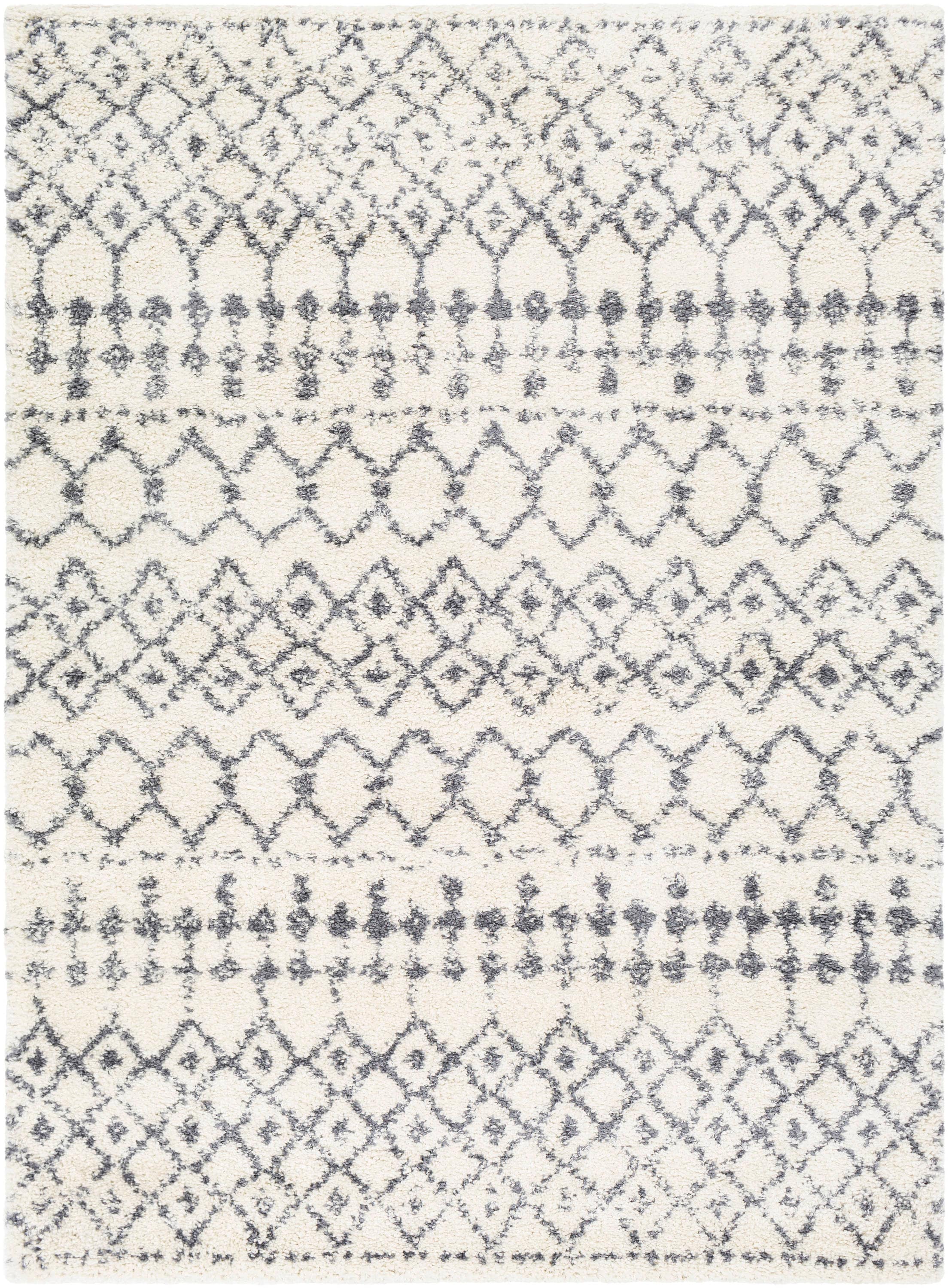 Livabliss MRS2310-23 Maroc Shag 2 x 3 (ft) Synthetic White Rectangular Indoor Ikat Moroccan Area rug