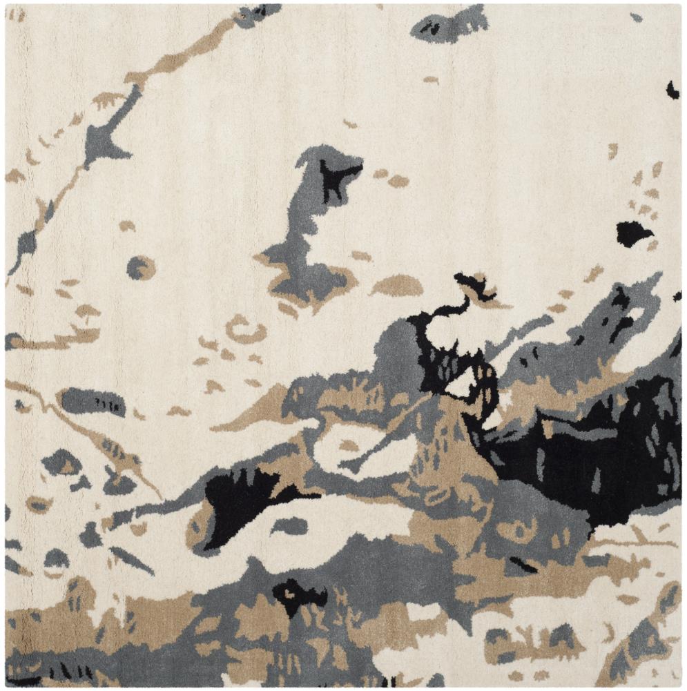 Safavieh BEL117A-5SQ Bella Splash 5 x 5 (ft) Tufted Wool Ivory/Gray Square Indoor Abstract Area rug