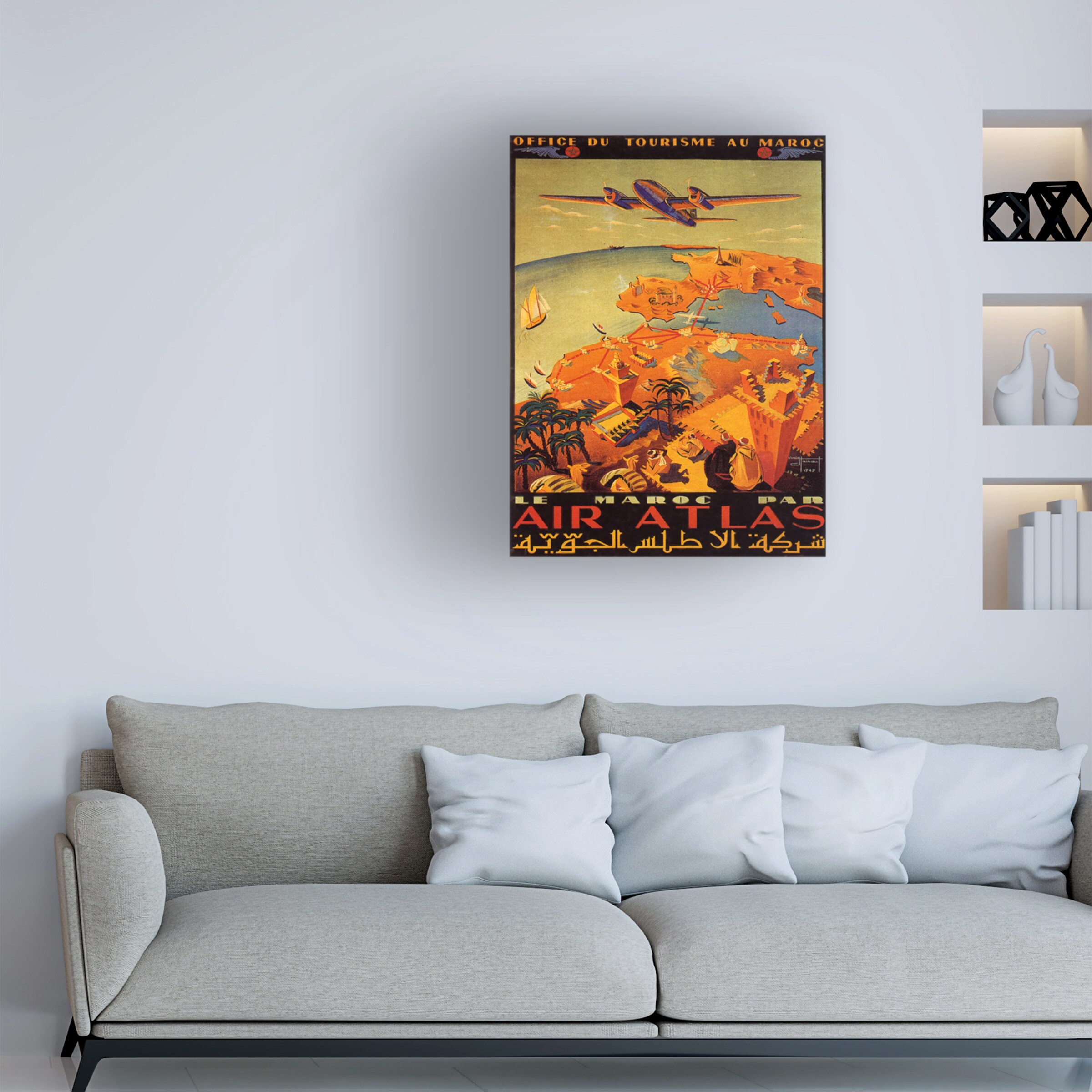 Trademark Fine Art V8109-C1824GG  "Le Maroc Par Air Atlas" 18x24 Canvas Art Multicolor 24-Inches H x 18-Inches W Vintage/Retro Canvas Print