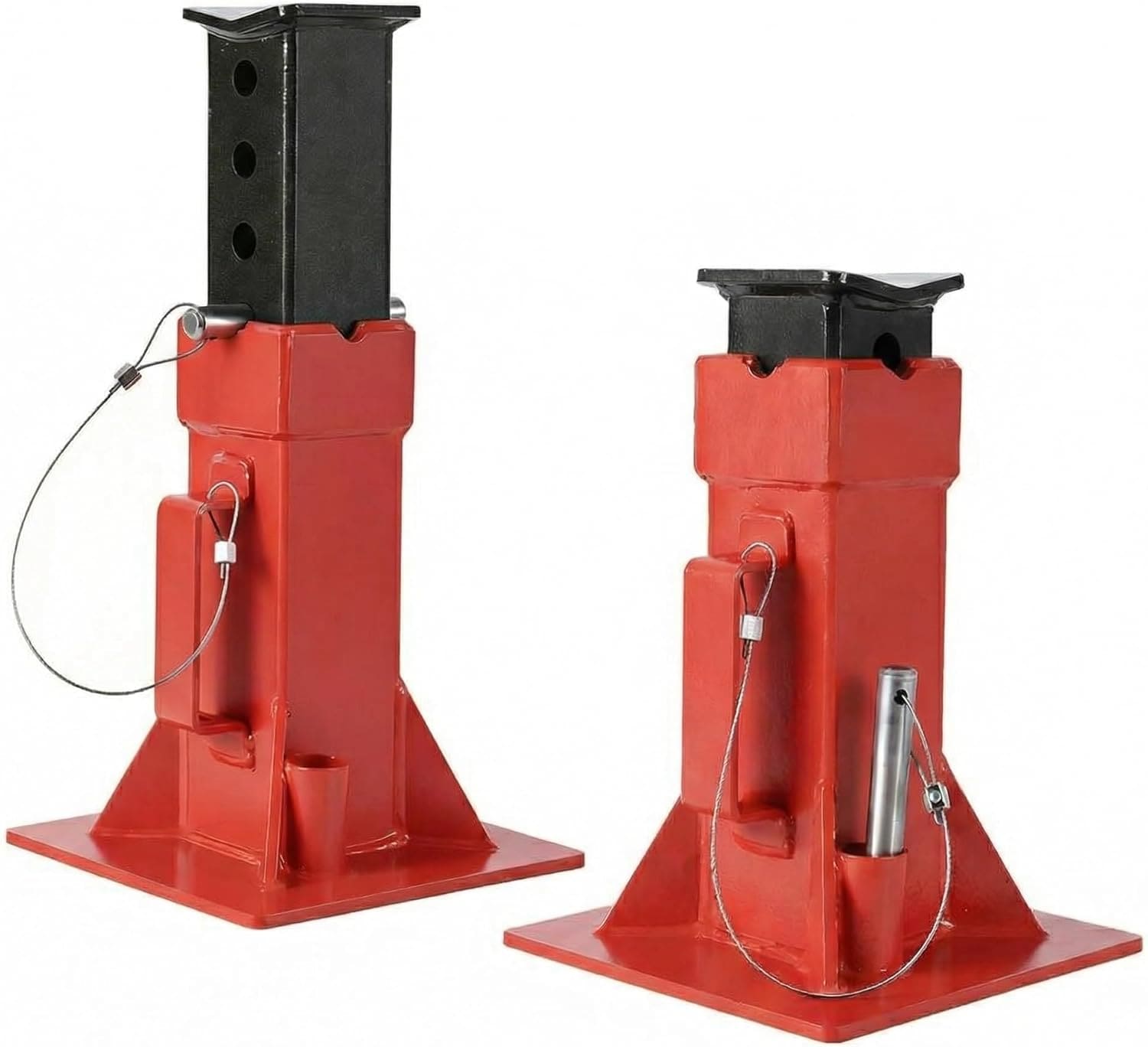 GarveeLife Limited edition 2 Pack 12 Ton Pin Type Car Jack Stands Professional Heavy Duty Pin Style Supports with Quick Release Locking for Trucks RVs - SUVs Adjustable Height 11 Inch to 18.5 Inch 1 Pair Red