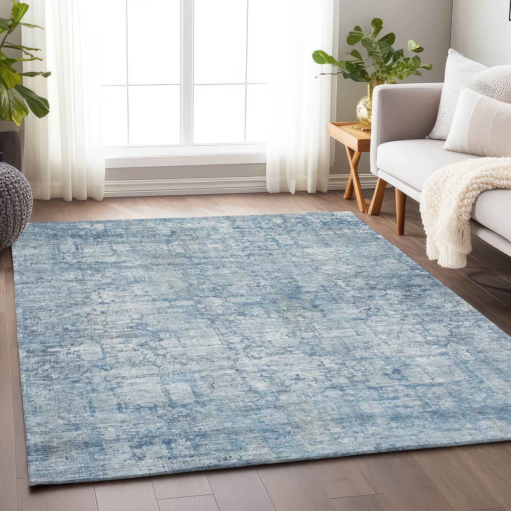 Addison Rugs ACN1764BU8X10 Chantille ACN1764BU 8 x 10 (ft) Loomed Polyester Blue Rectangular Indoor/Outdoor Machine washable Area rug