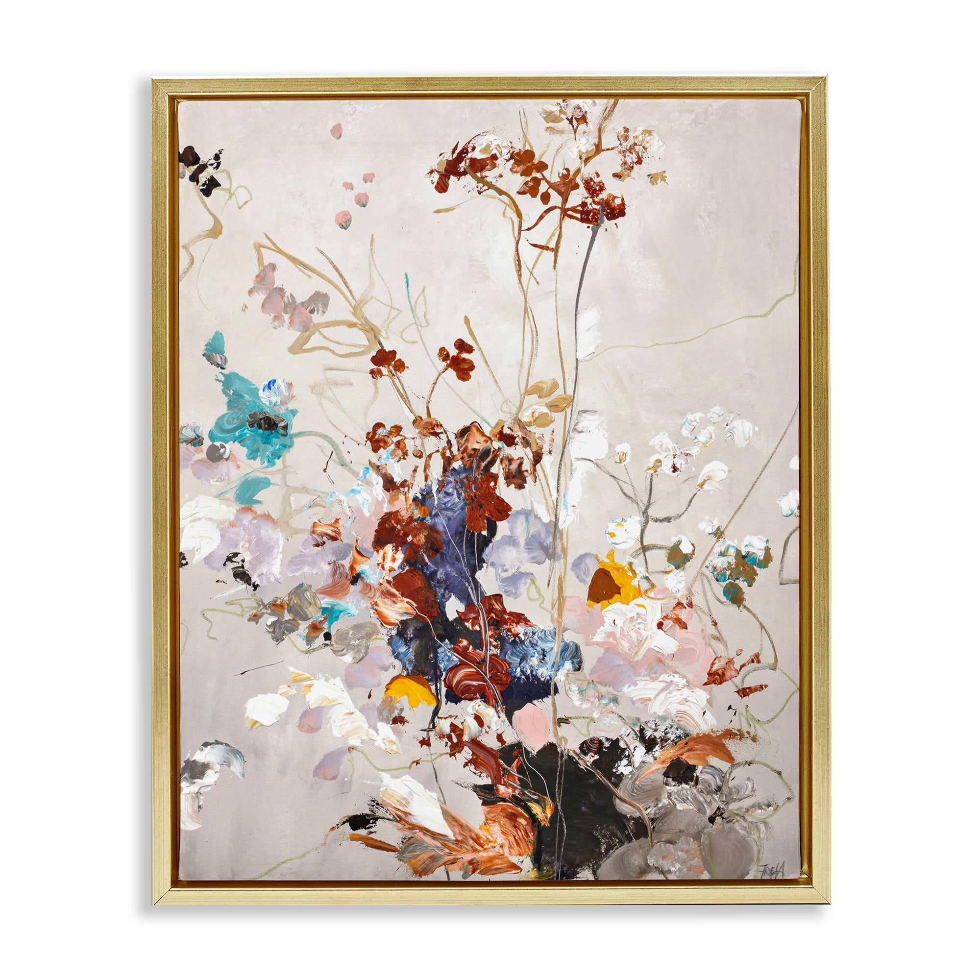 Stupell Industries BS-796-FFG-24X30 Earth Tones Floral Abstraction Floating Frame design by Design Fabrikken