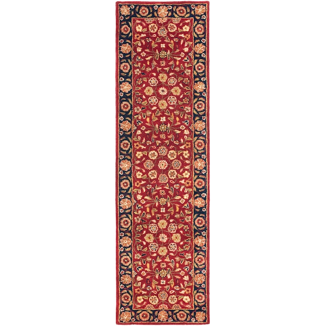 Safavieh Heritage Visak 2 x 6 Red/Navy Indoor Floral/Botanical Oriental Handcrafted Runner Safavieh Heritage Visak 2 x 6 Red/Navy Indoor Floral/Botanical Oriental Handcrafted Runner