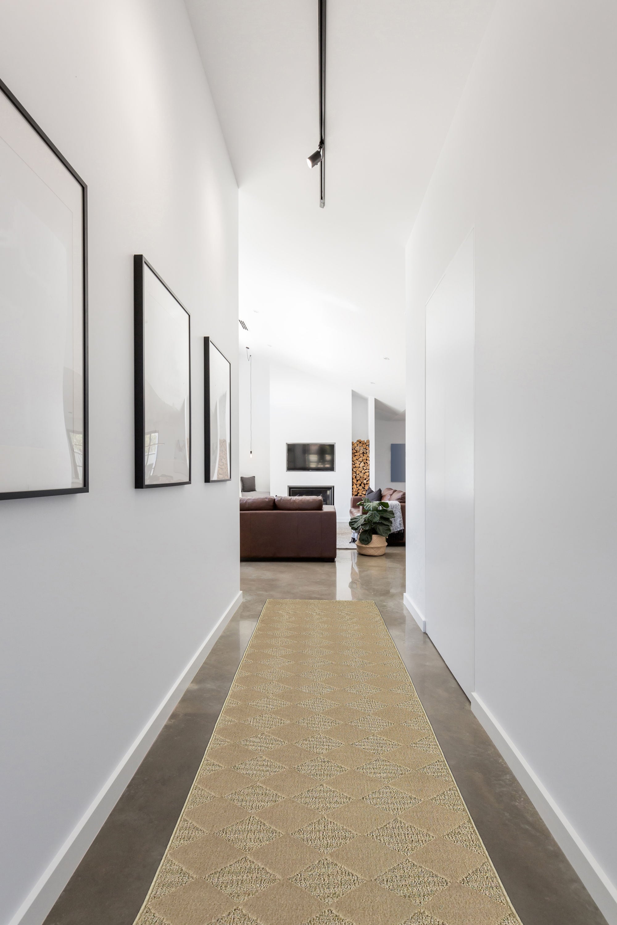 Garland Rug CL020N02409601 Diamond 2 x 8 (ft) Tufted Polypropylene Tan Rectangular Indoor Geometric Lodge Runner rug