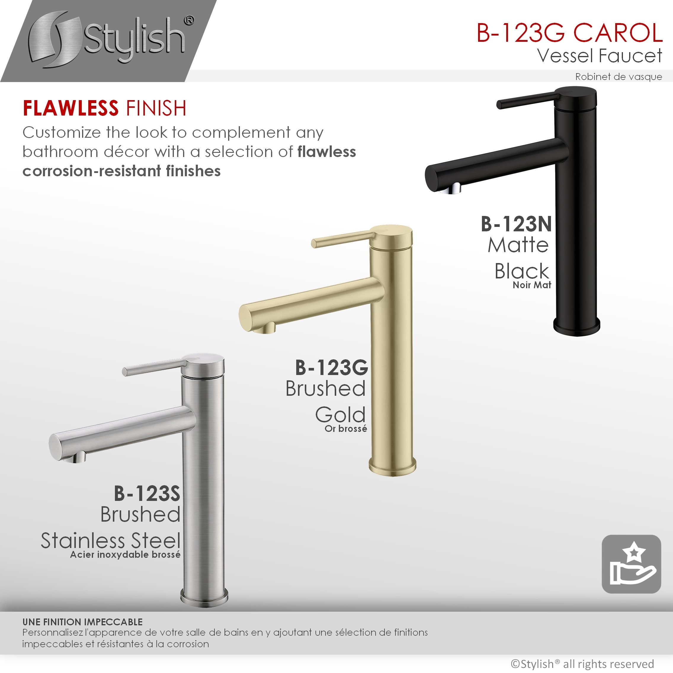 Elegant Single-Lever Gold Tone Vessel Sink Faucet