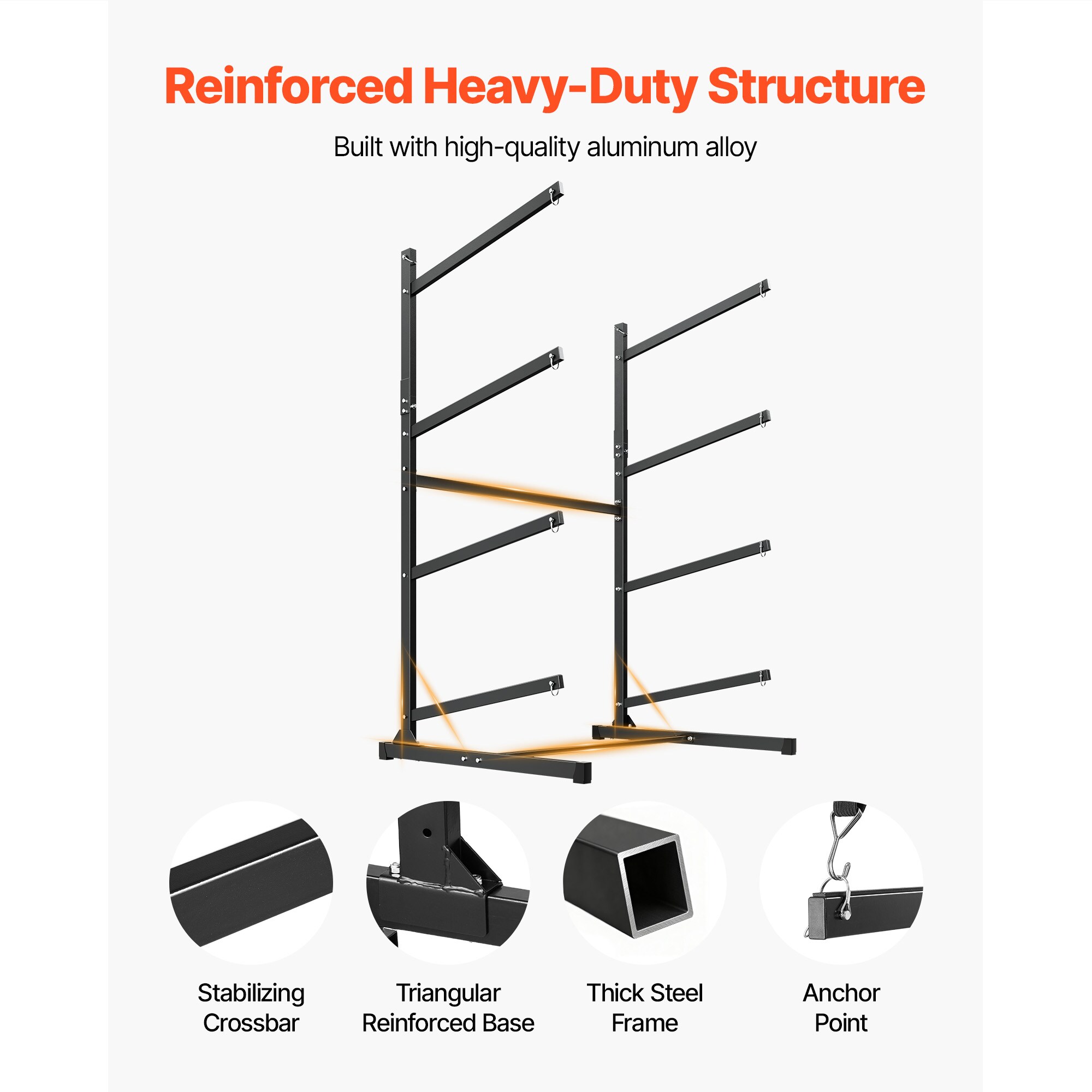 VEVOR Kayak Storage Rack for 4 Kayaks Holds 220 lbs Heavy Duty ...