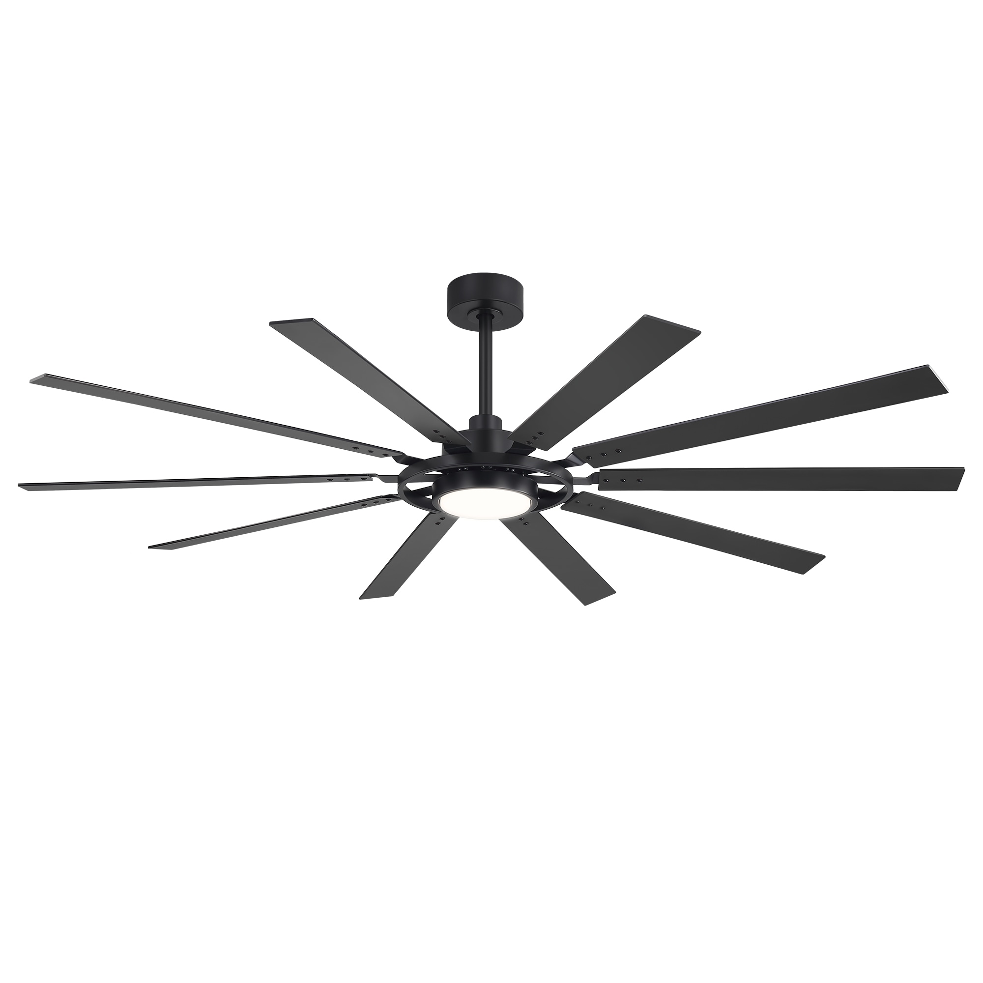 Airsurfer 72 Matte Black with Black/Walnut Blades Integrated LED Covered Outdoor Downrod Standard Ceiling Fan with Light and Remote Control Included (10-Blade)