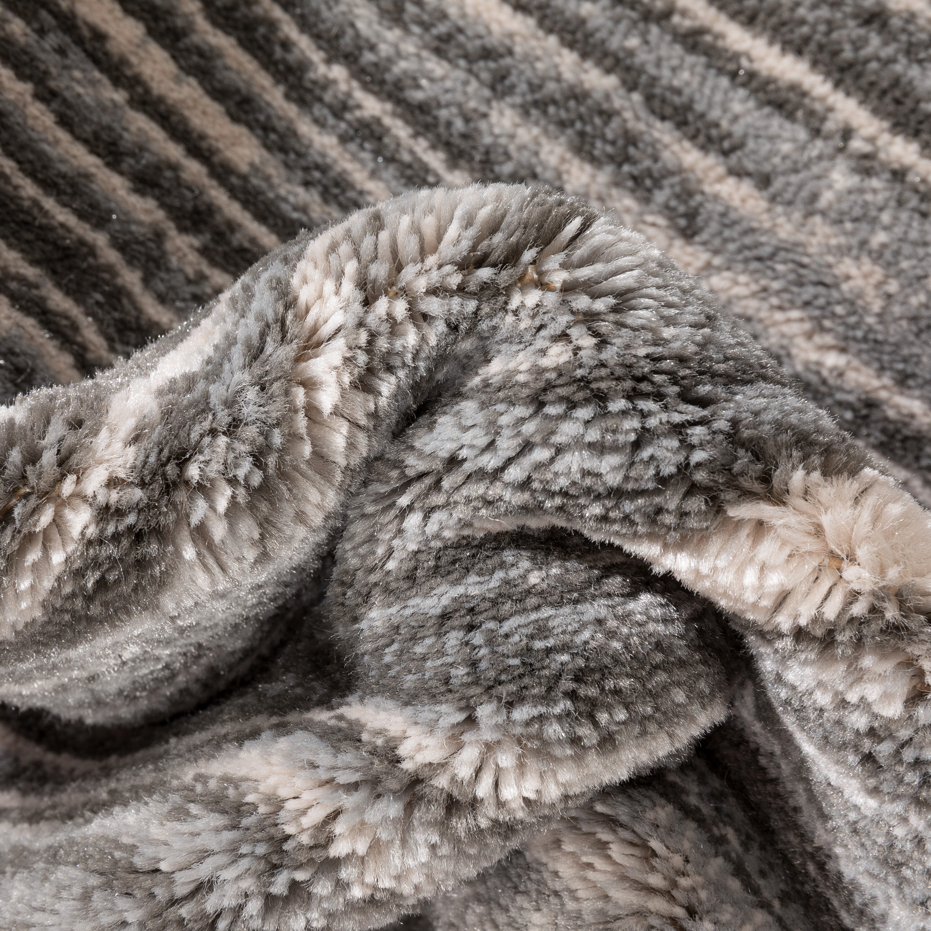 Dark Grey Striped Synthetic 5' x 7' Reversible Area Rug