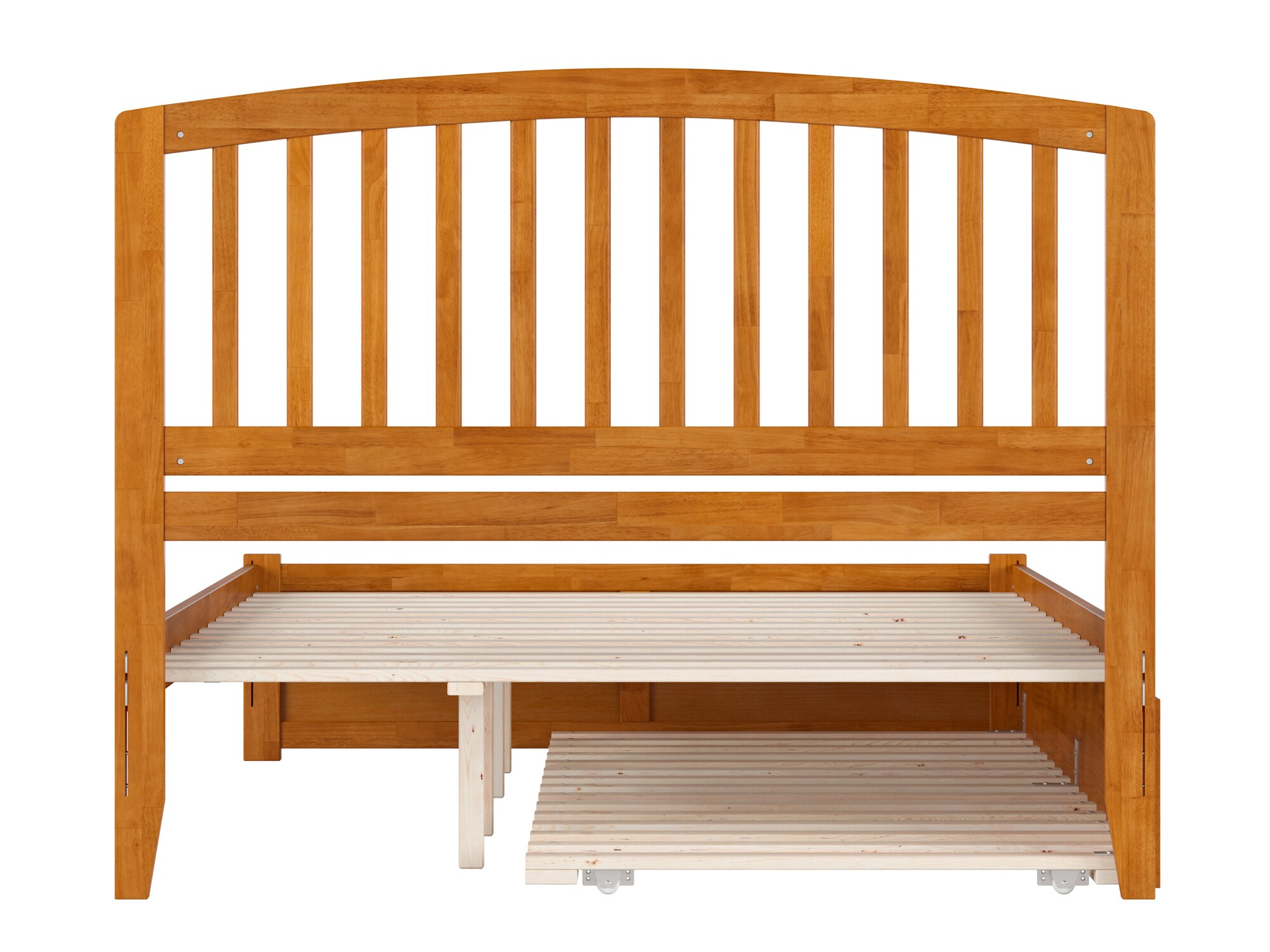 Light Toffee Queen Wood Platform Bed with Slatted Headboard