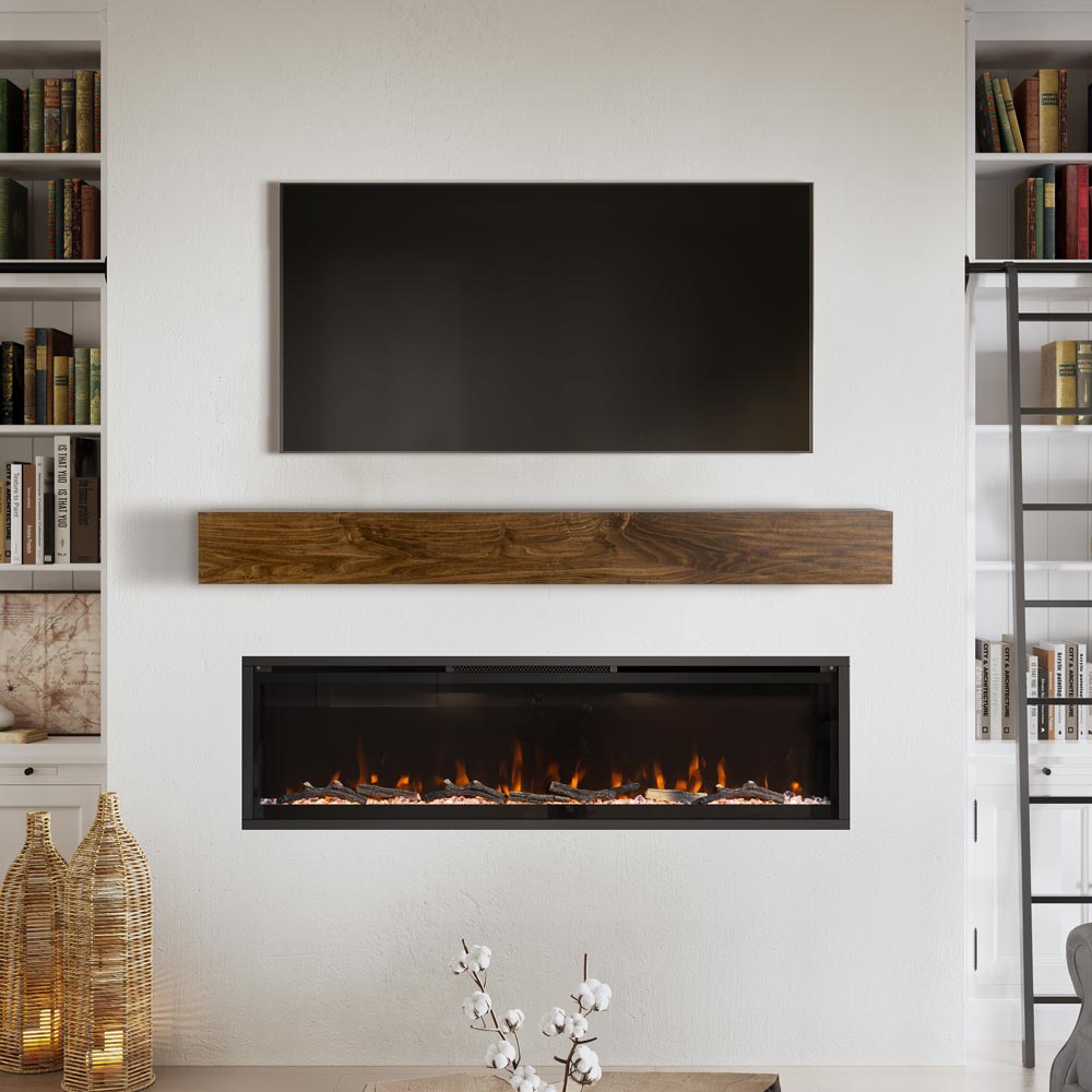 Modern Ember 48-in W x 8-in H x 10-in D Chocolate Stain Poplar Hollow ...