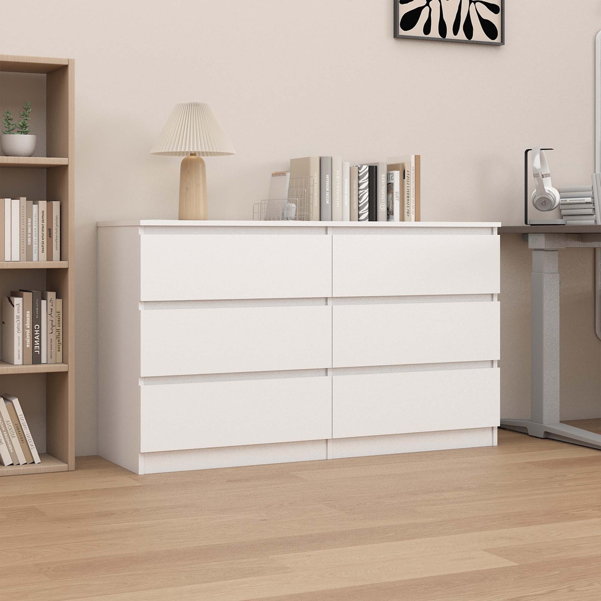 Fun Orange FUN25DR04 Bedroom Dresser White 6 -Drawer Standard dresser