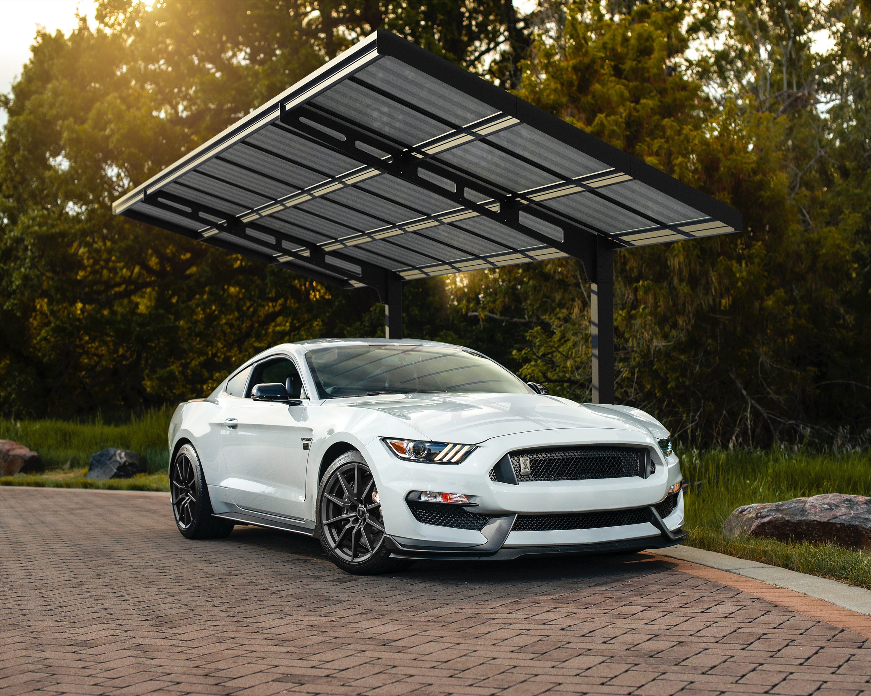 Canopia by Palram 707273 Sydney 10-Feet W x 20-Feet L x 9.4-Feet H Black Frame/S.Gray Panels Aluminum Carport with Polycarbonate Roof