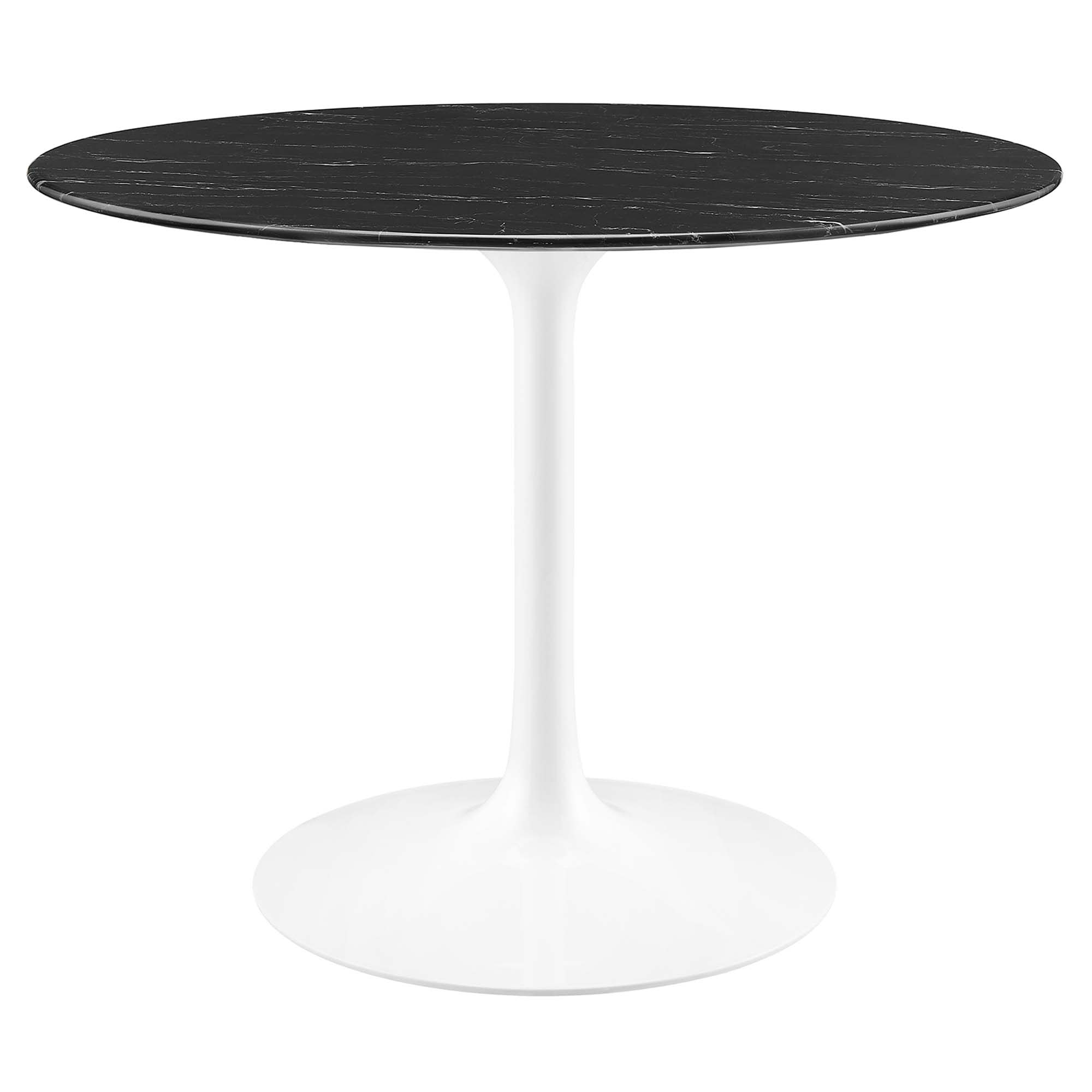 Modway EEI-5181-WHI-BLK Lippa 40 Inch  Round Faux Marble Dining Table in White Black