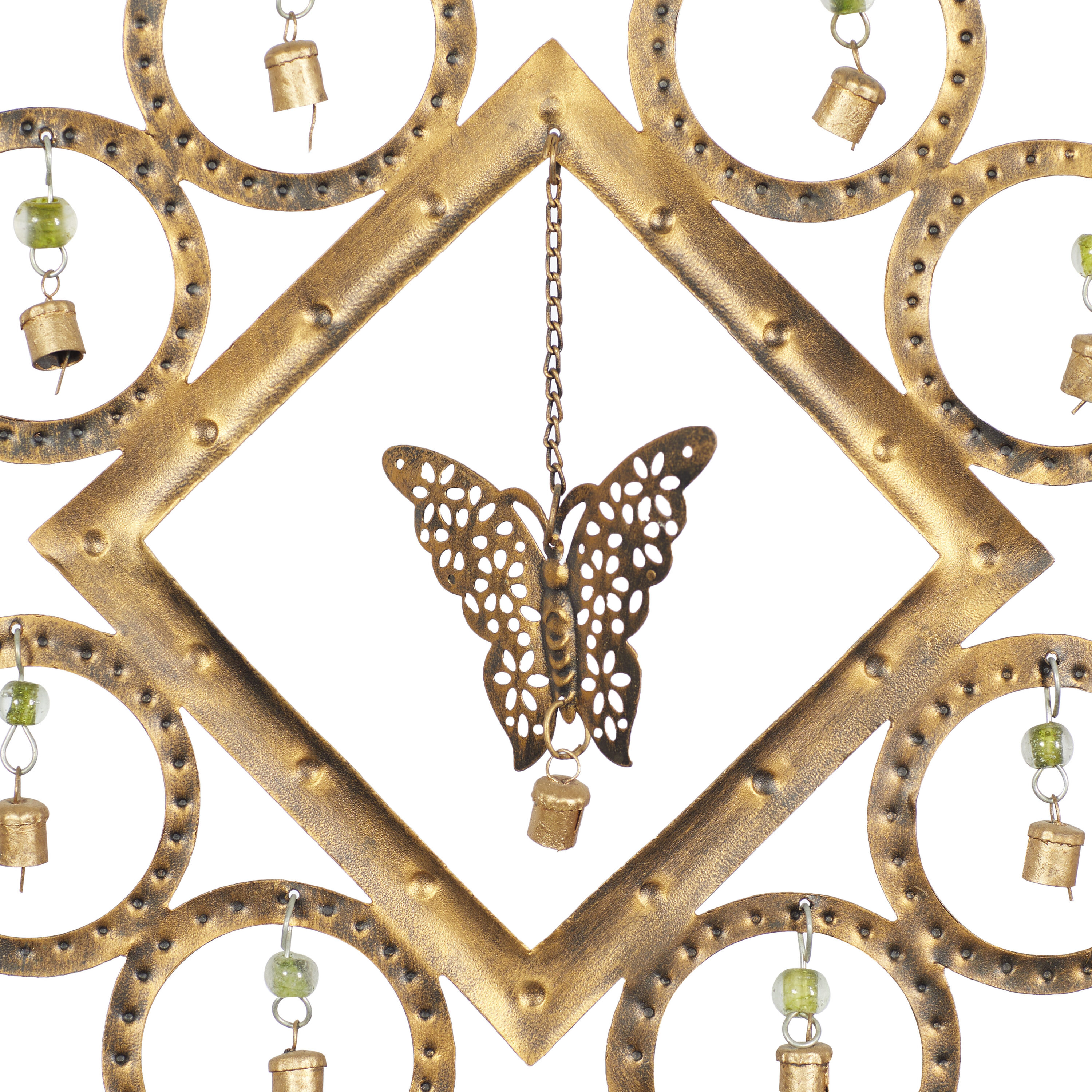 Brass Butterfly Wind Chime with Beads and Bells