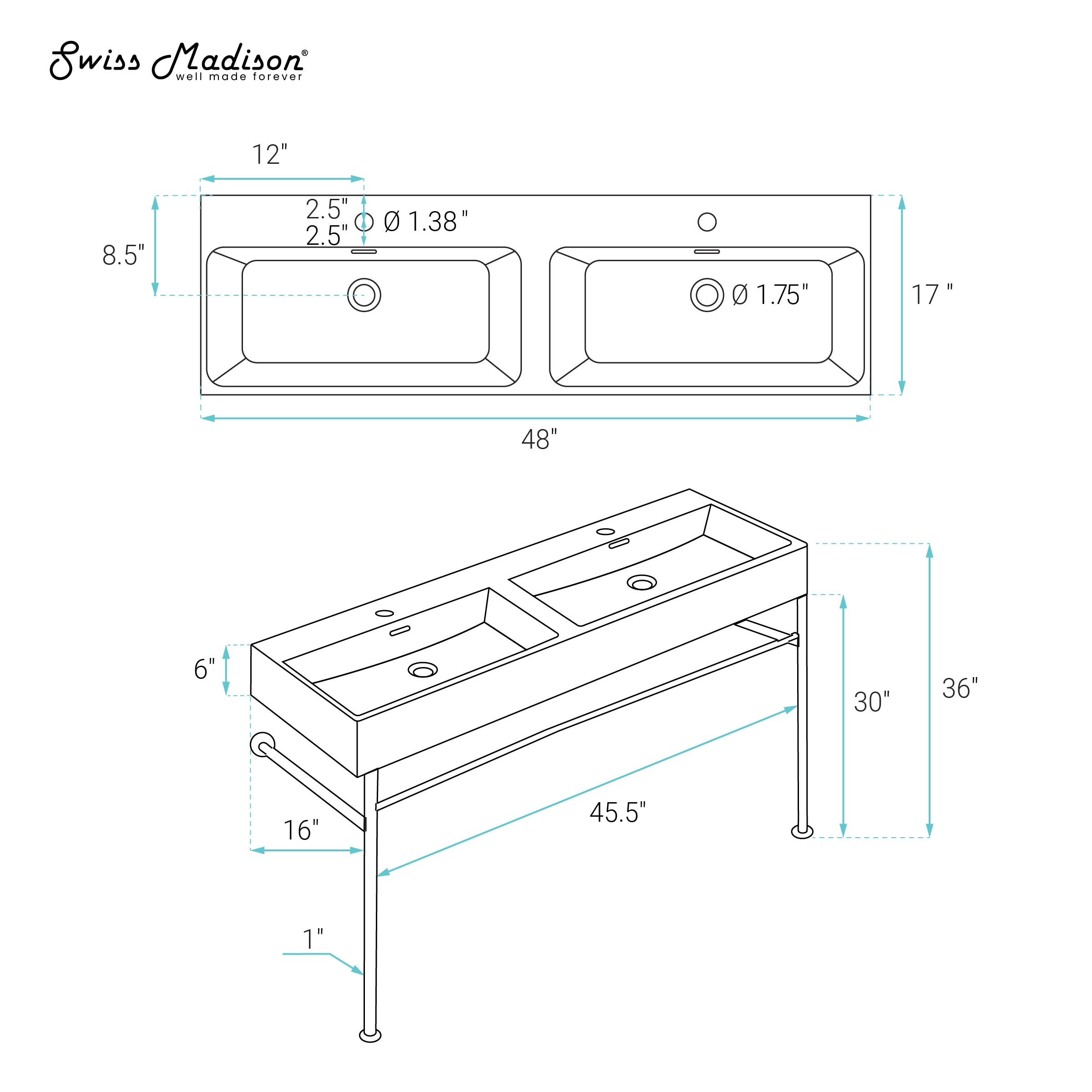 Swiss Madison SM-25-CSREI45GD-D Console-Sinks - View #6