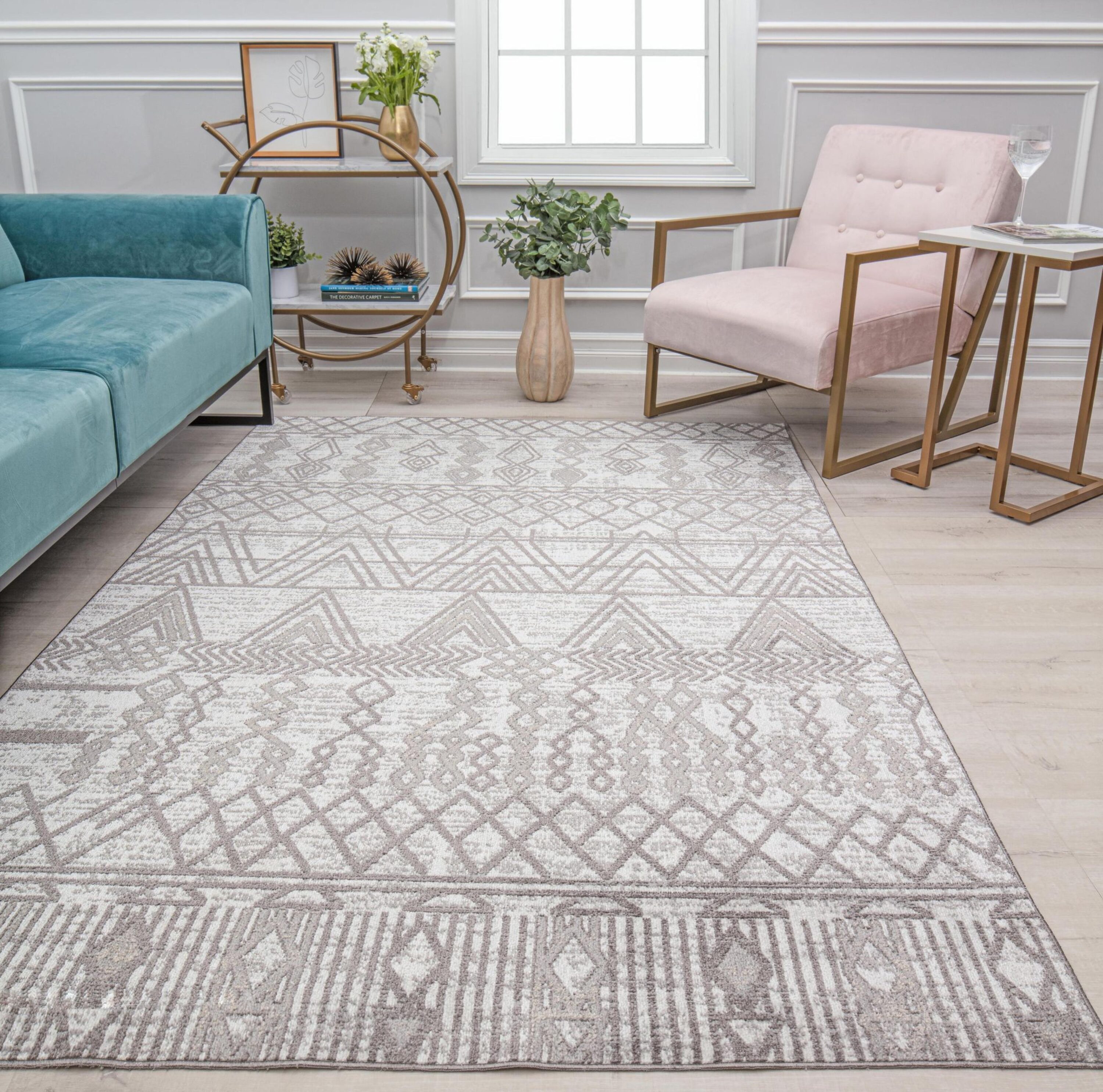 Rugs America Jada 2 x 4 Mist Springs Indoor Geometric Bohemian/Eclectic ...