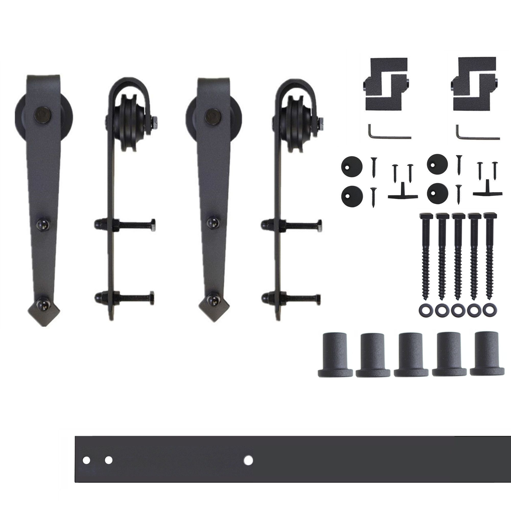 HOMACER 216-in Brushed Nickel Indoor I-strap Single Barn Door Hardware Kit ZT1DNZ216C Sansujyuku sansujyuku.com