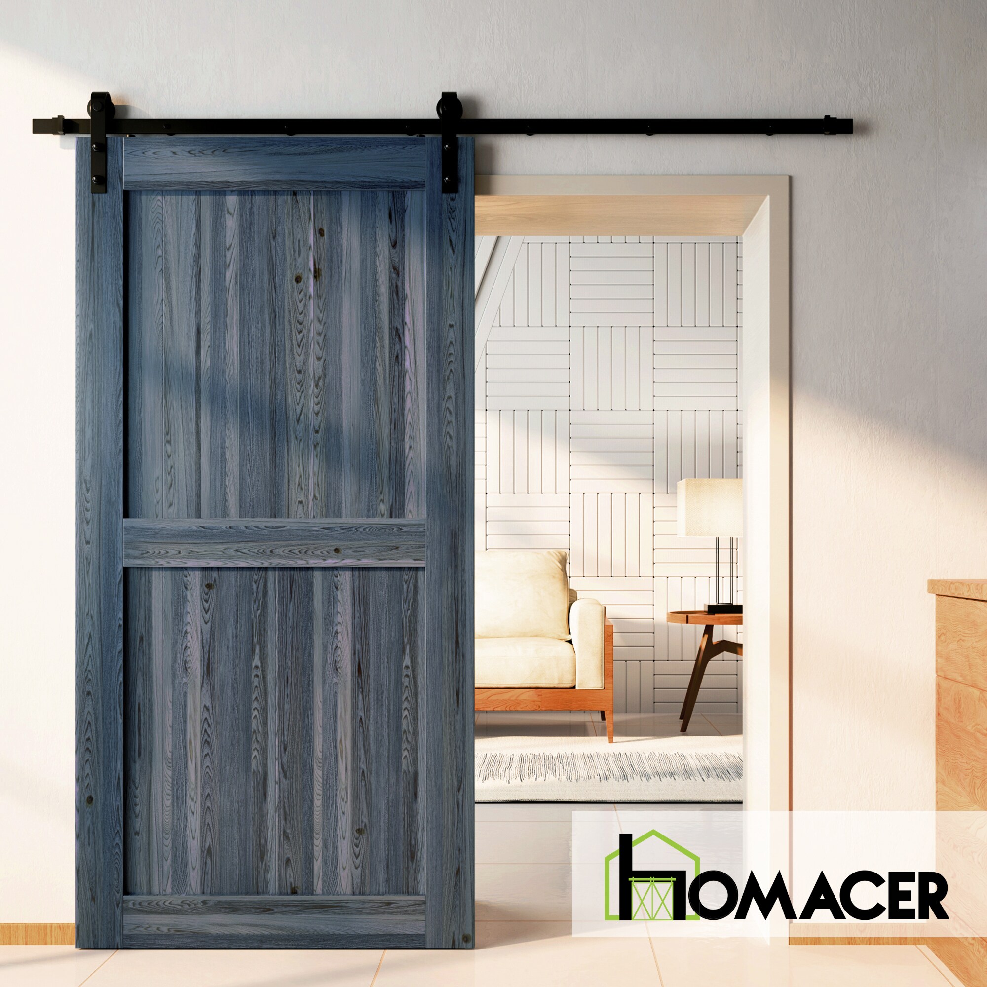 HOMACER 4884-H-NAVY Barn-Doors - View #2