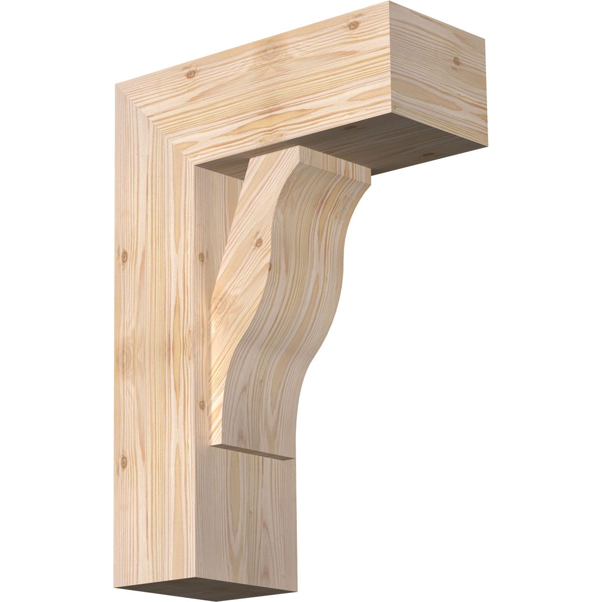 Ekena Millwork 1462565 Funston block smooth bracket with offset brace Douglas Fir Wood Standard Bracket