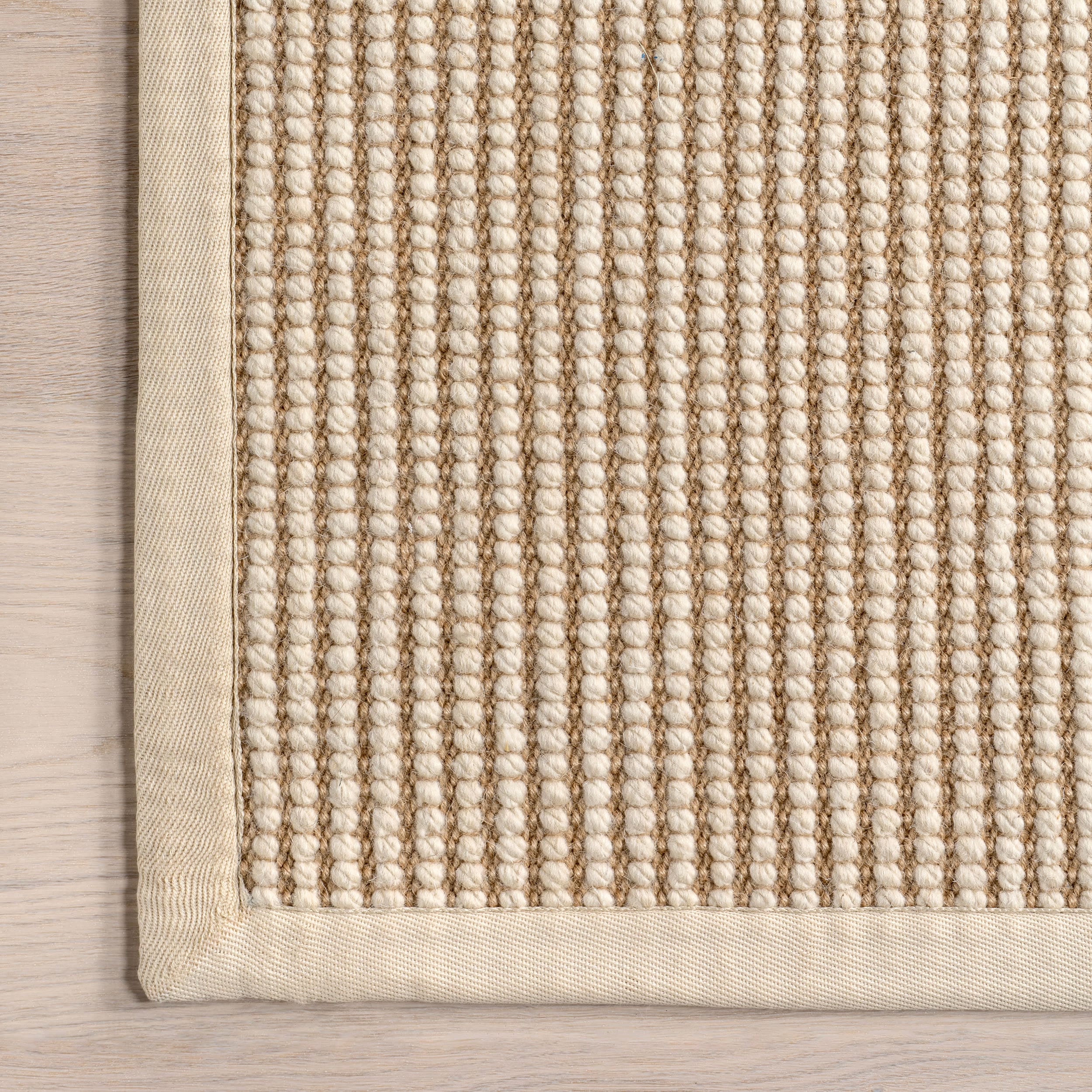Ivory and Beige Reversible Wool Cotton 4' x 6' Area Rug