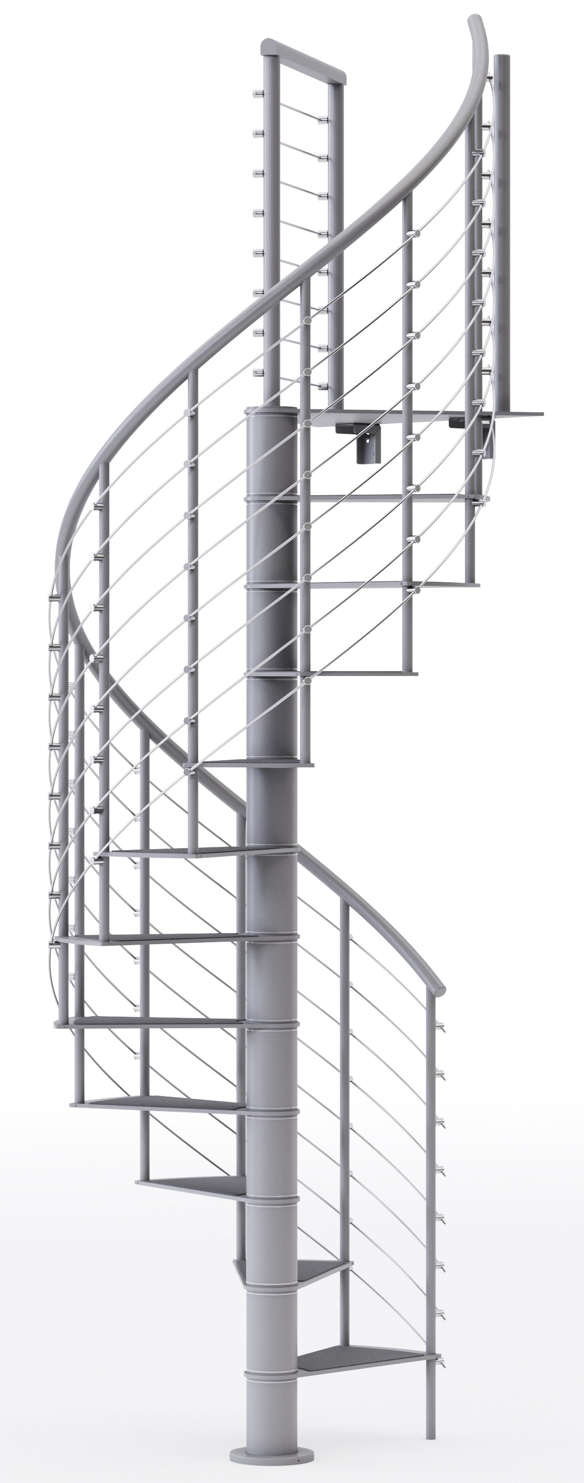 Mylen Stairs CS42G14GS11 Hayden 42-in x 11.875-ft 1 Platform Rails Gray Spiral Staircase Kit , Fits Height: 127.5-in to 142.5-in (14 treads) ( 14 Treads )