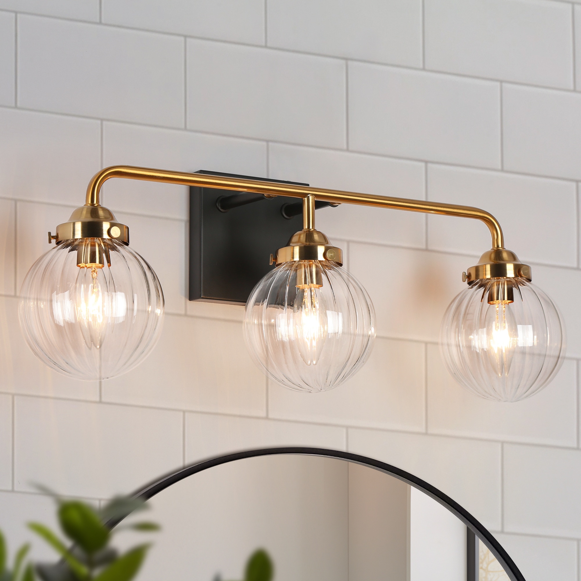 ZEVNI L33UIMUEW20W3SH8 Yaltro Transitional 21.5-in 3 -Light Polished Black Modern/contemporary Vanity light bar