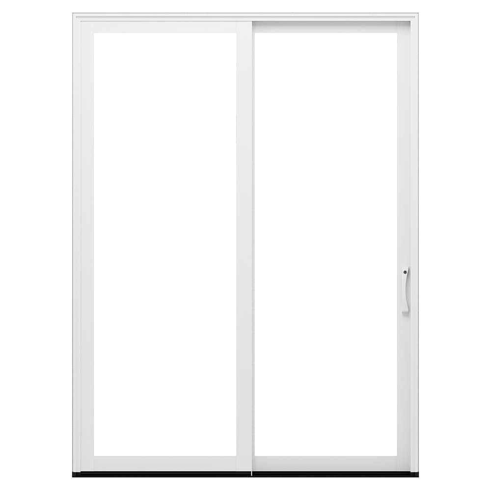 Pella 1000013280 Lifestyle Series 72-in x 80-in x 4-9/16-in Jamb Low-E argon Clear glass , White Clad-wood Right-hand Sliding Patio Door