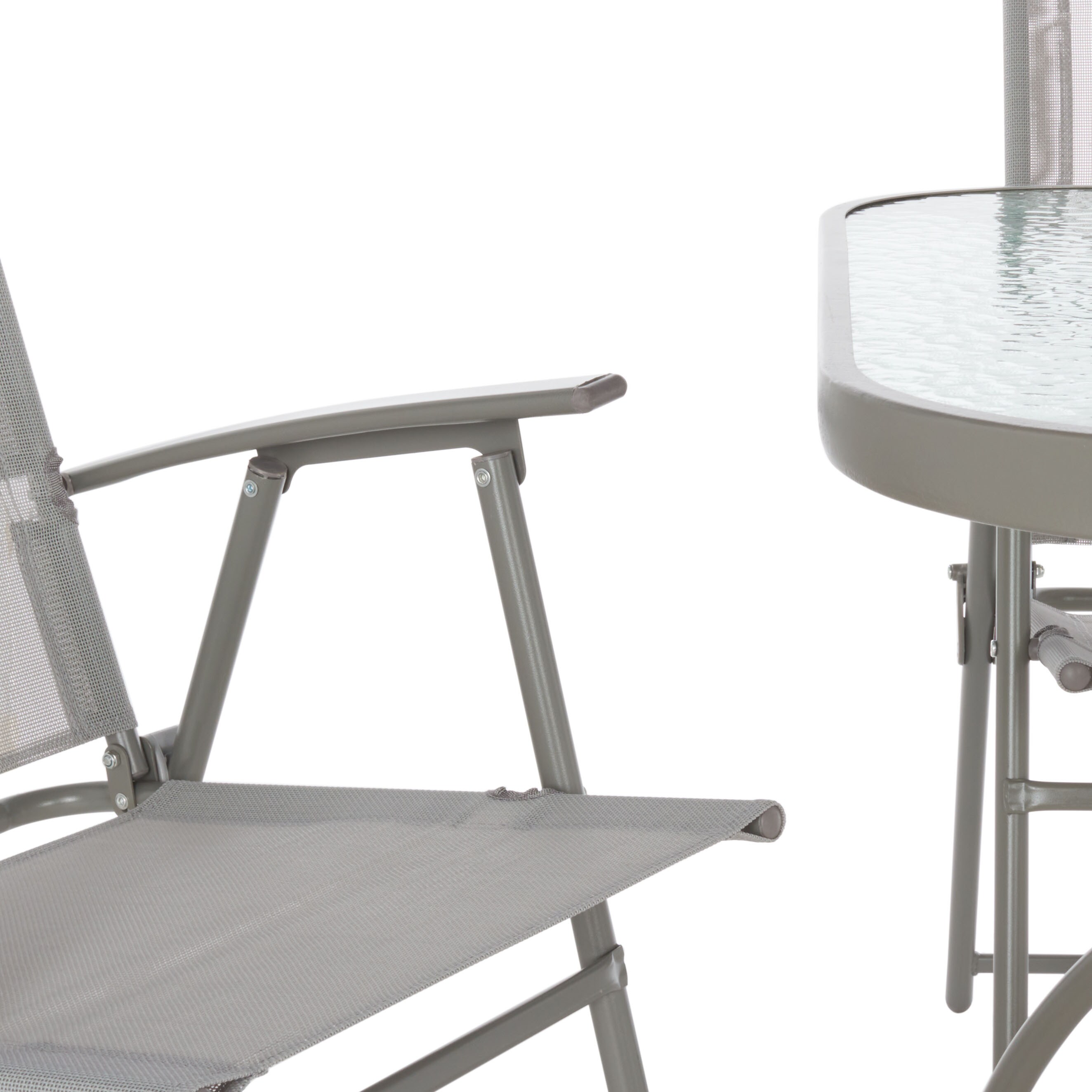 Laurenti 6-Person Grey Glass-Top Outdoor Dining Set with Umbrella