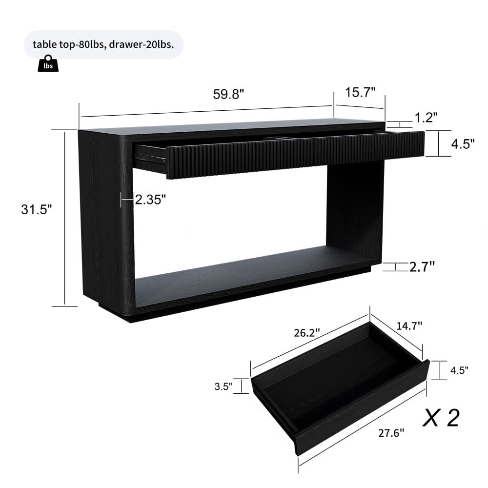 Coolbibila LIAM-CONSOLE-BLACK Console-Sofa-Tables - View #3