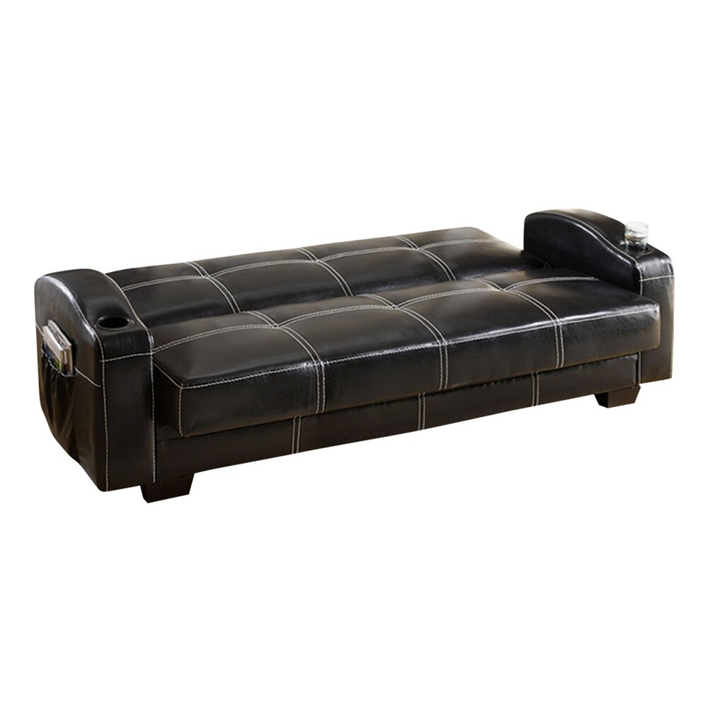 Furniture Of America Colona Black Contemporary Modern Faux Leather 