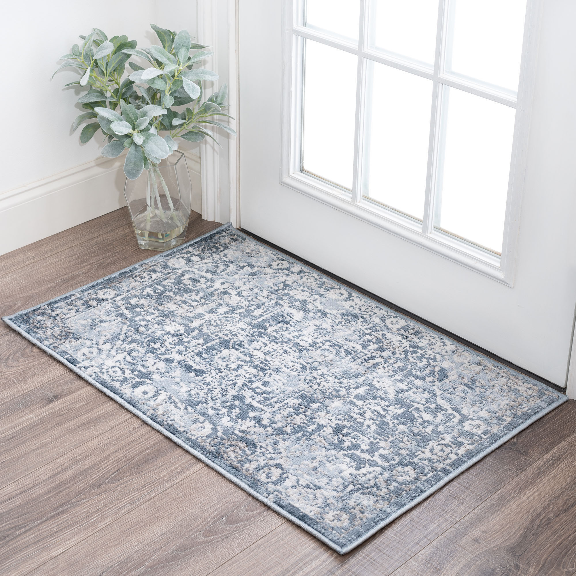 Tayse NEX1701 2X3 Nexus 2 x 3 (ft) Loomed Polypropylene Blue Rectangular Indoor Floral/Botanical Farmhouse/Cottage Throw rug